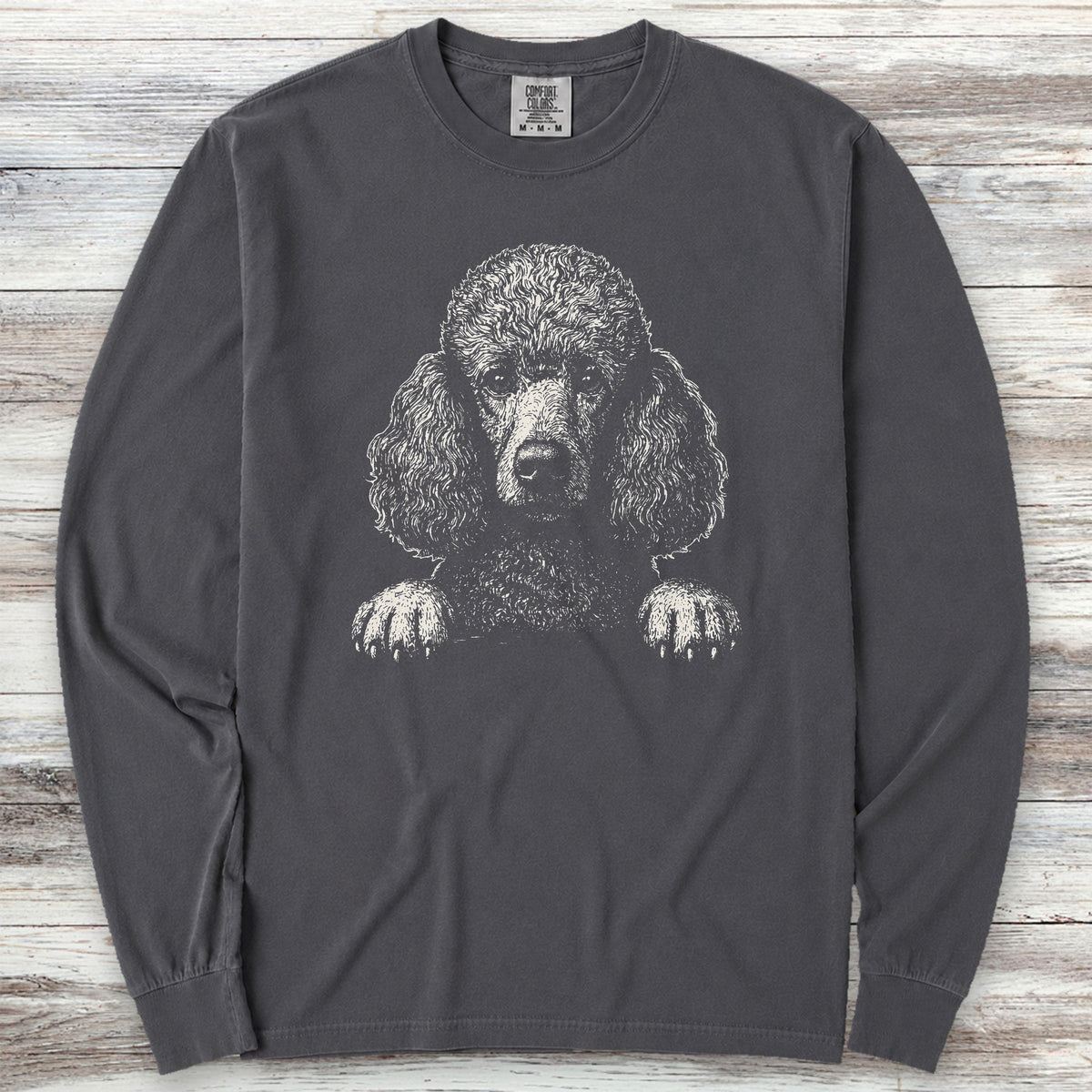 Hello Poodle Long Sleeve Tee - Graphite