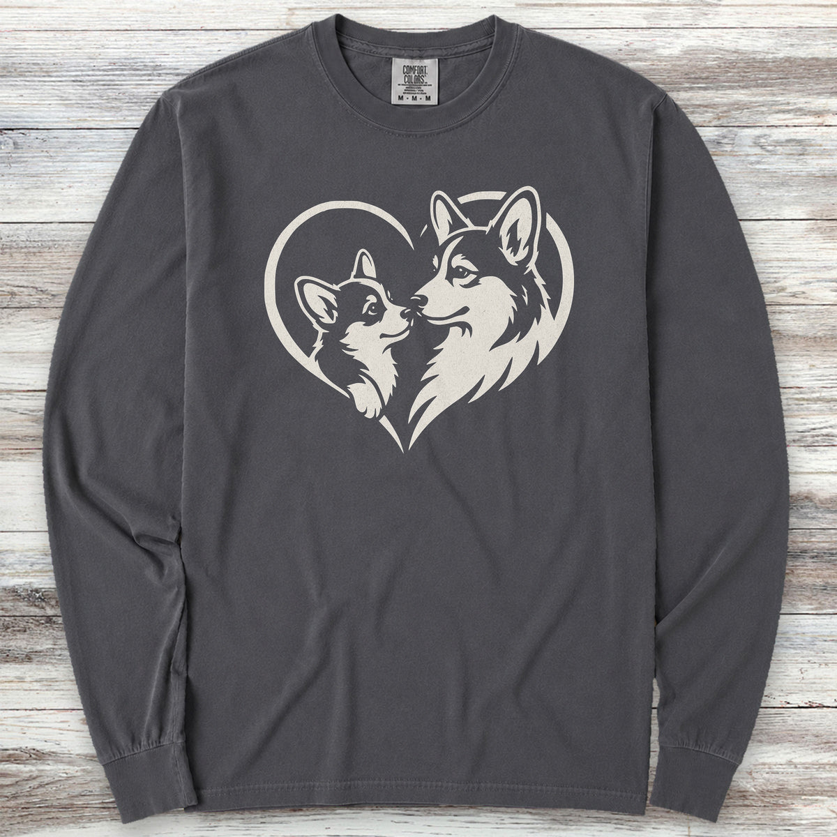Corgi Heart Bond Long Sleeve Tee - Graphite
