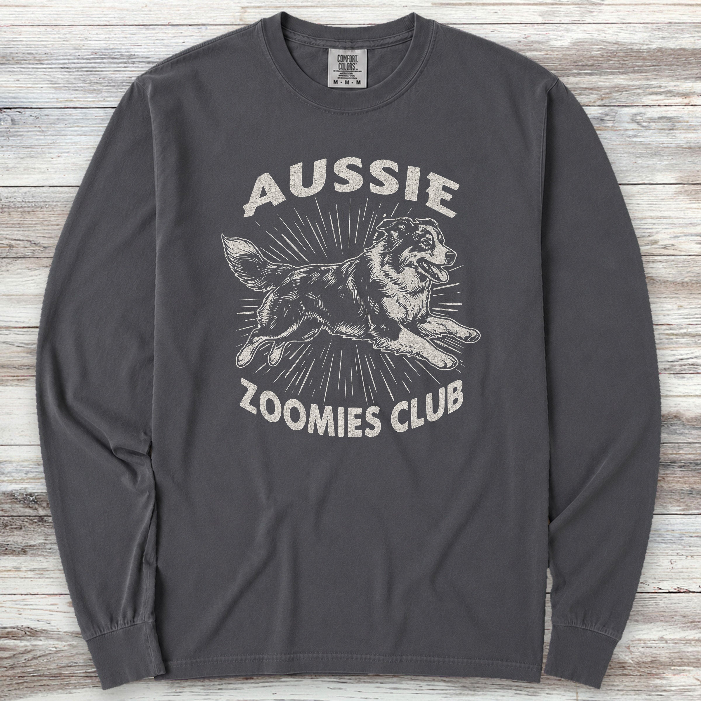 Australian Shepherd Zoomies Long Sleeve Tee - Graphite