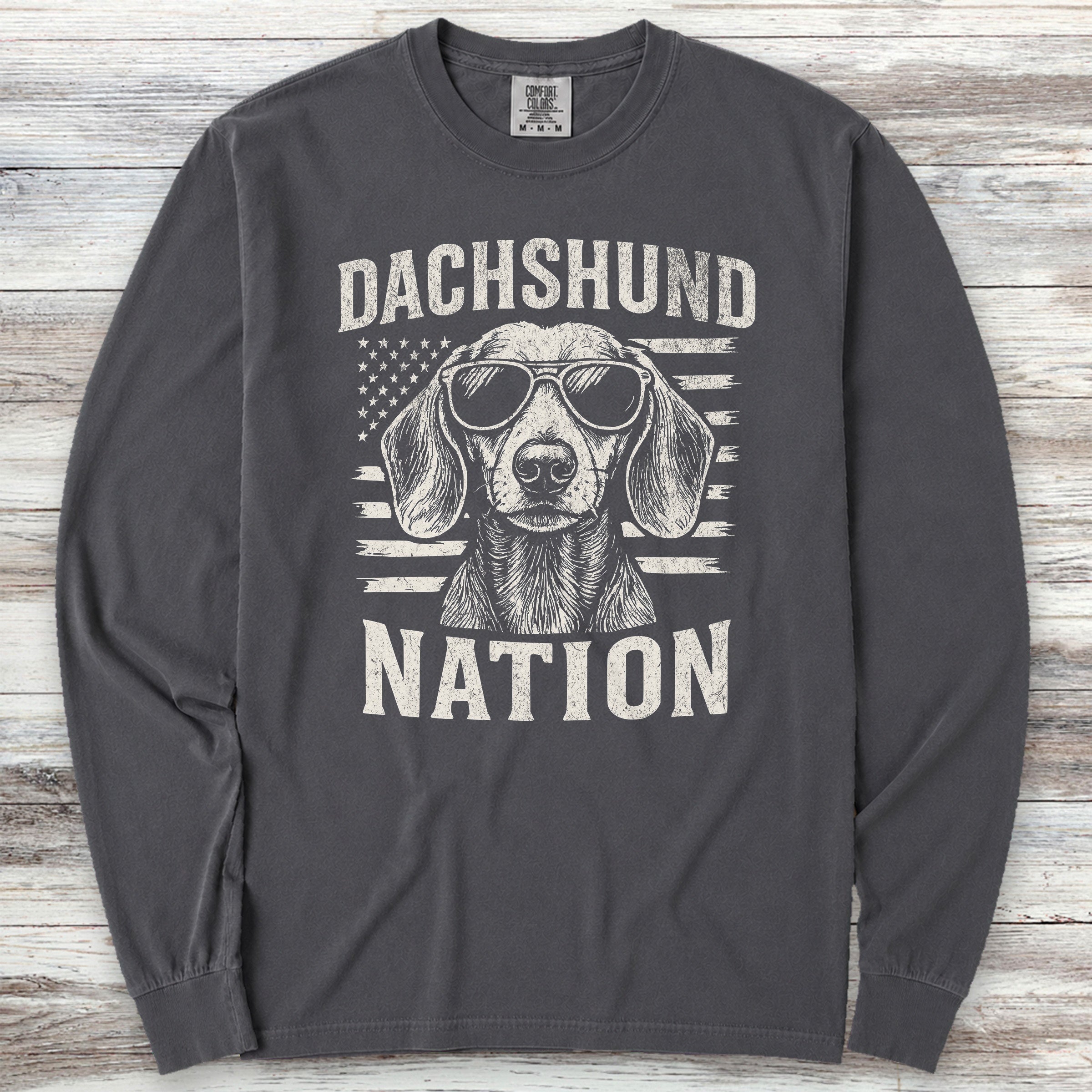 Dachshund Nation Long Sleeve Tee - Graphite