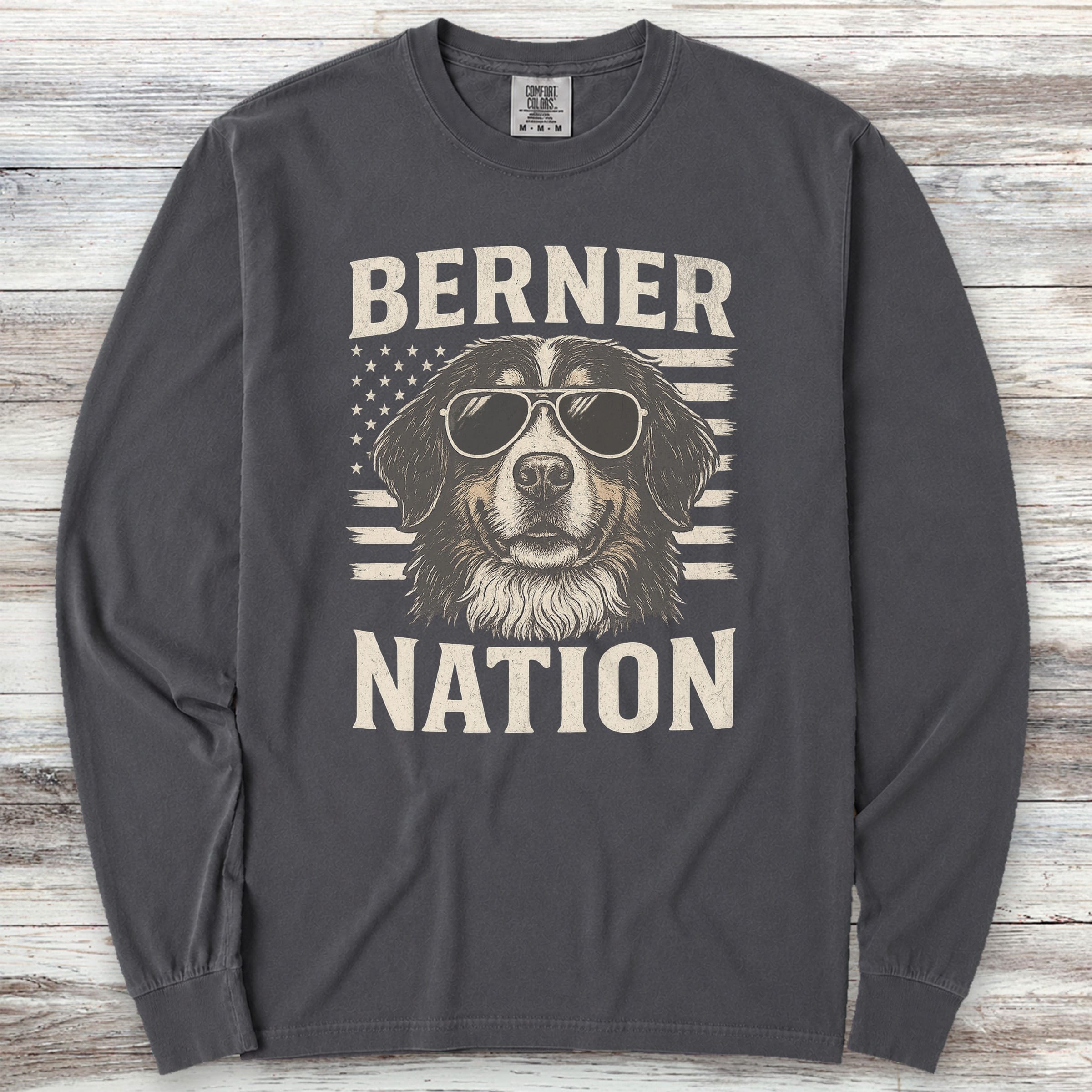 Bernese Mountain Dog Nation Long Sleeve Tee - Graphite