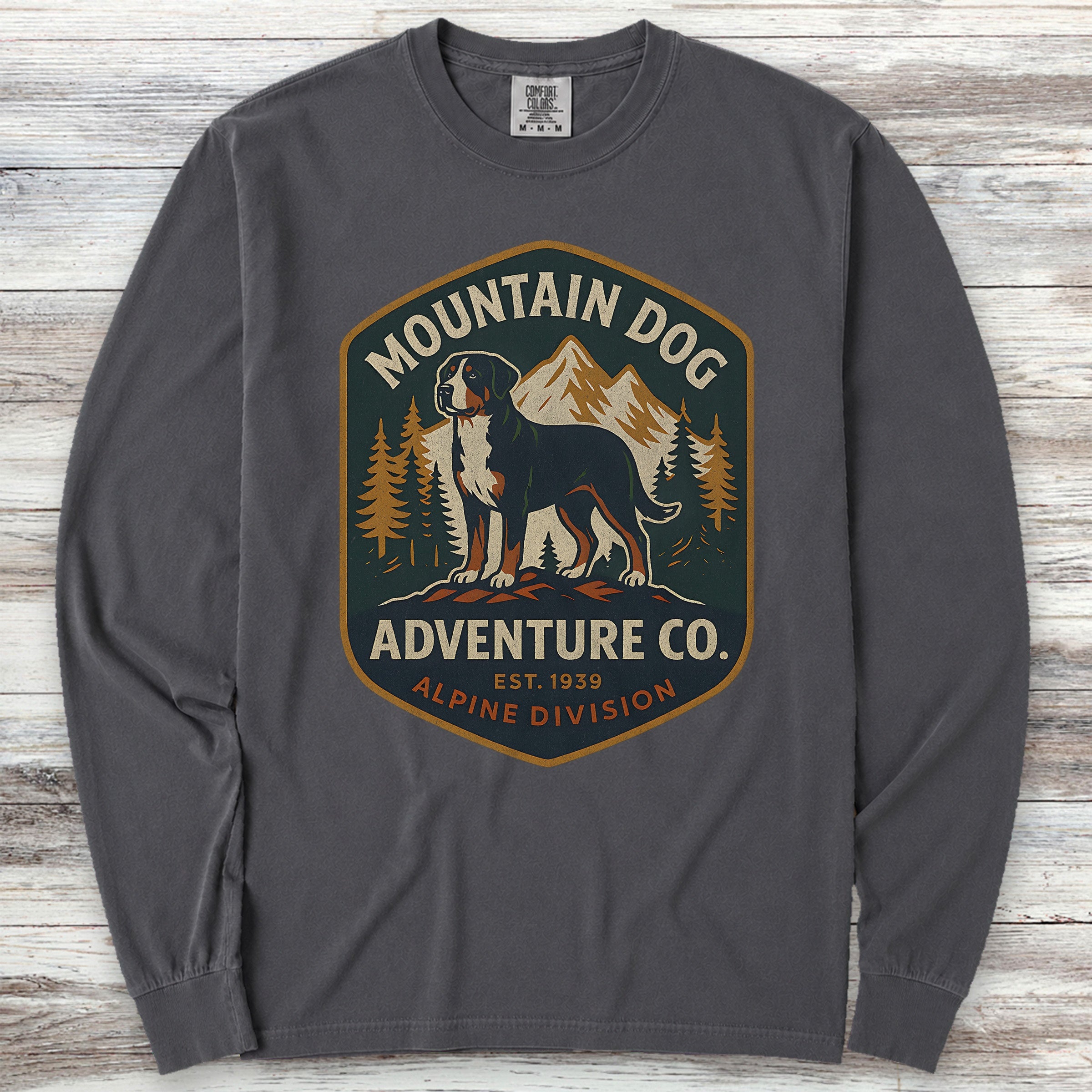 Swiss Mountain Dog Adventure Co Long Sleeve Tee - Graphite
