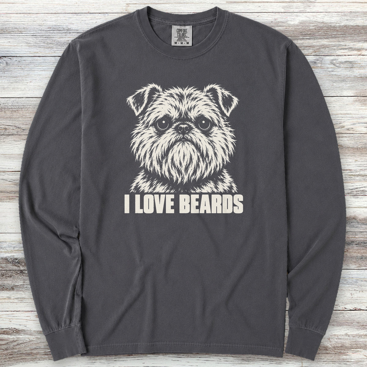 Brussels Griffon I Love Beards Long Sleeve Tee - Graphite