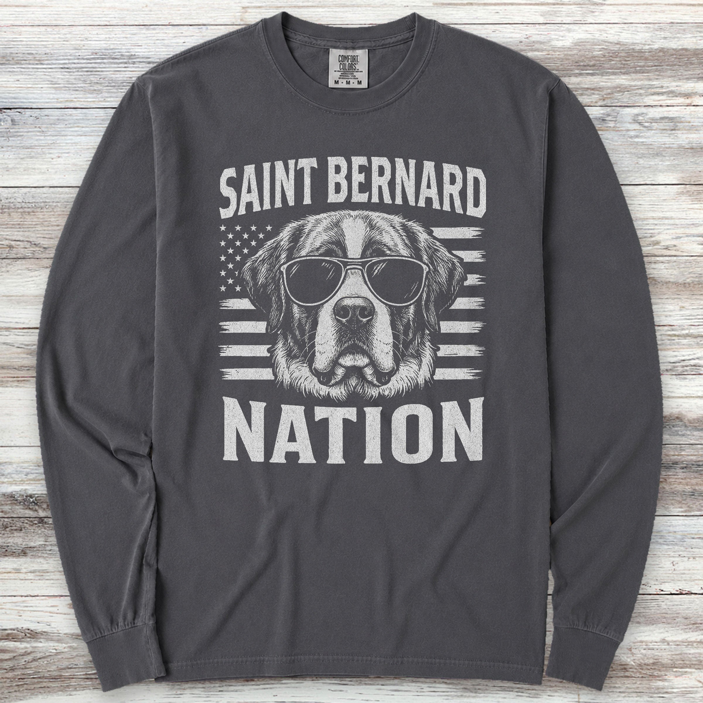 Saint Bernard Nation Long Sleeve Tee - Graphite