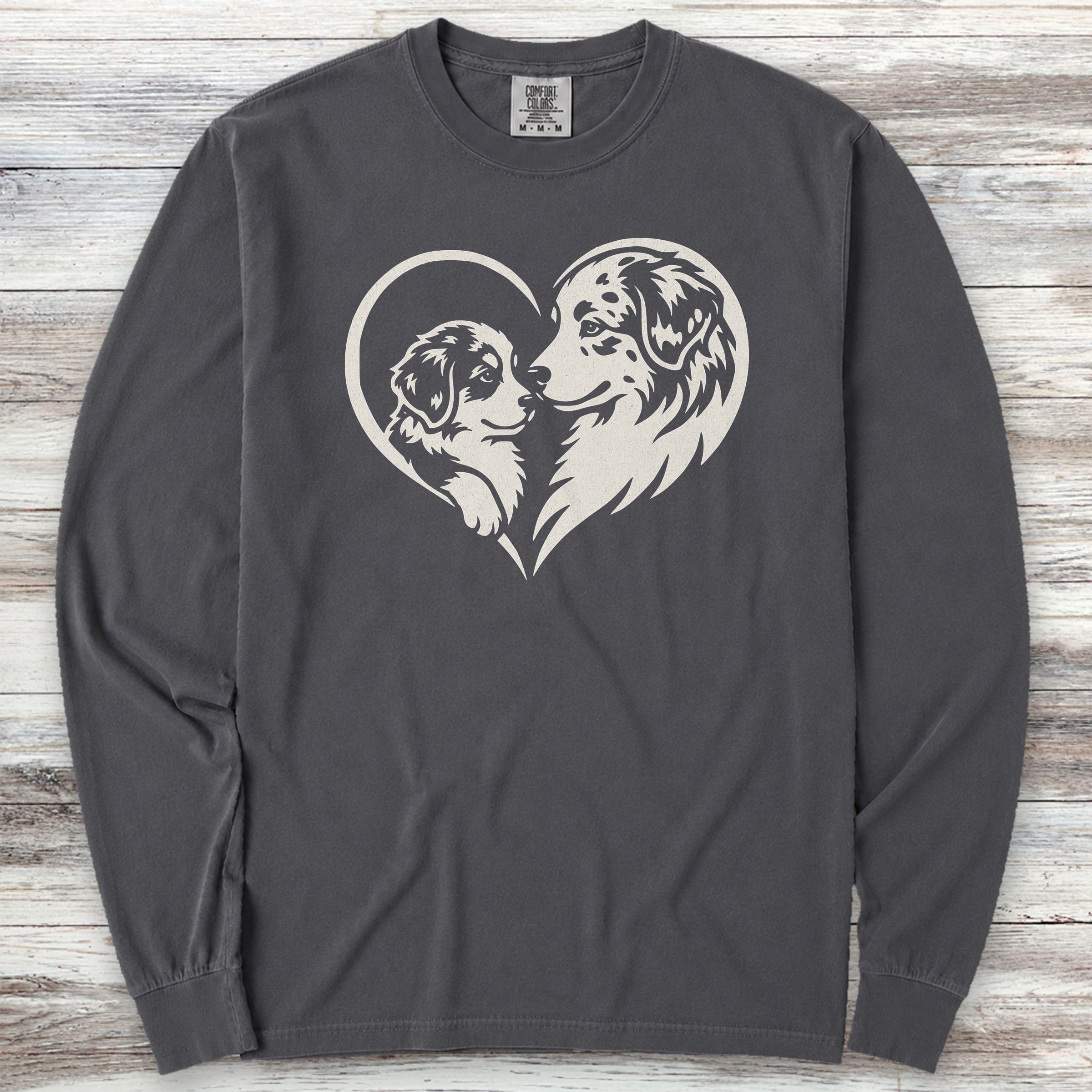 Australian Shepherd Heart Bond Long Sleeve Tee - Graphite