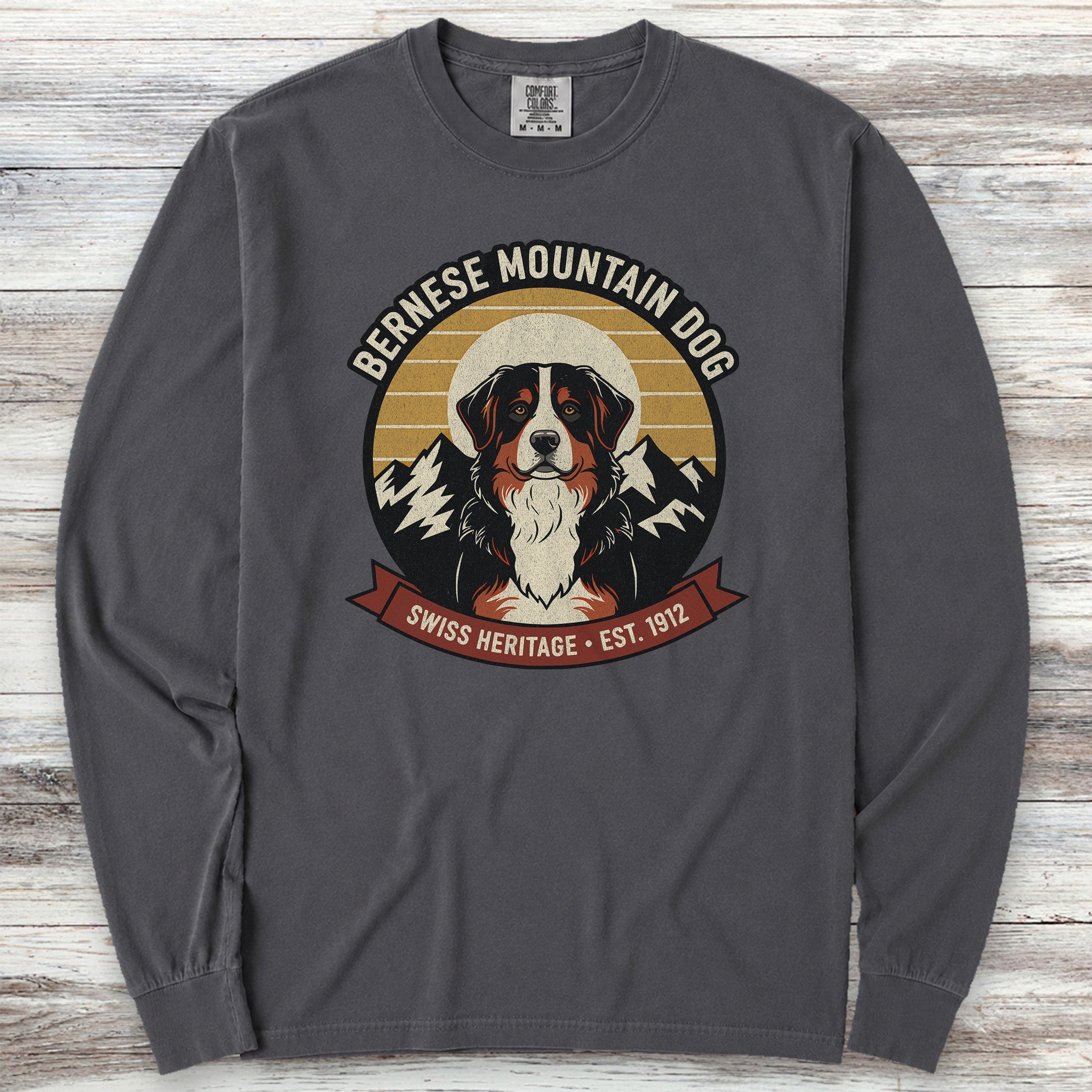 Bernese Mountain Dog Heritage Long Sleeve Tee - Graphite
