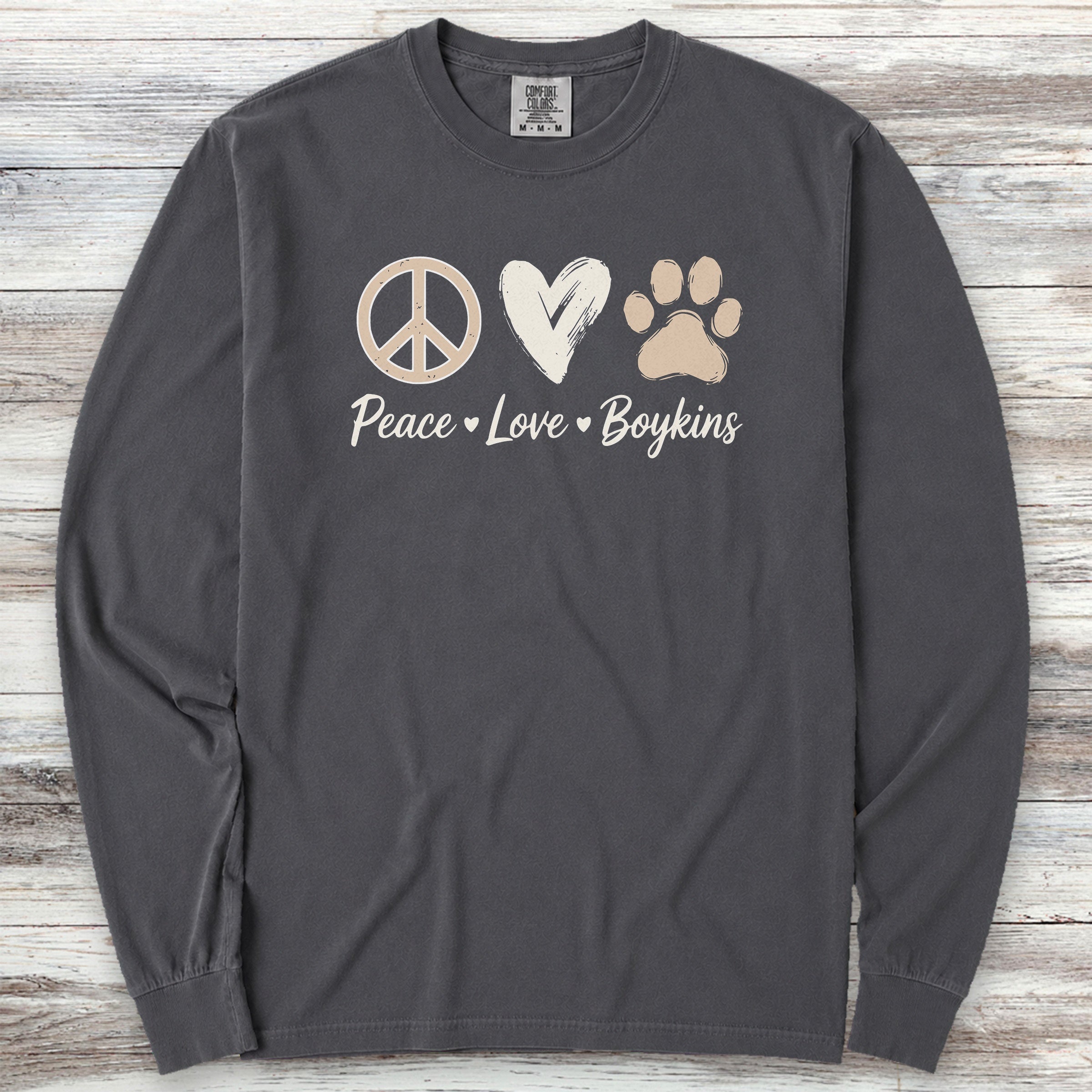 Boykin Spaniel Peace Long Sleeve Tee - Graphite