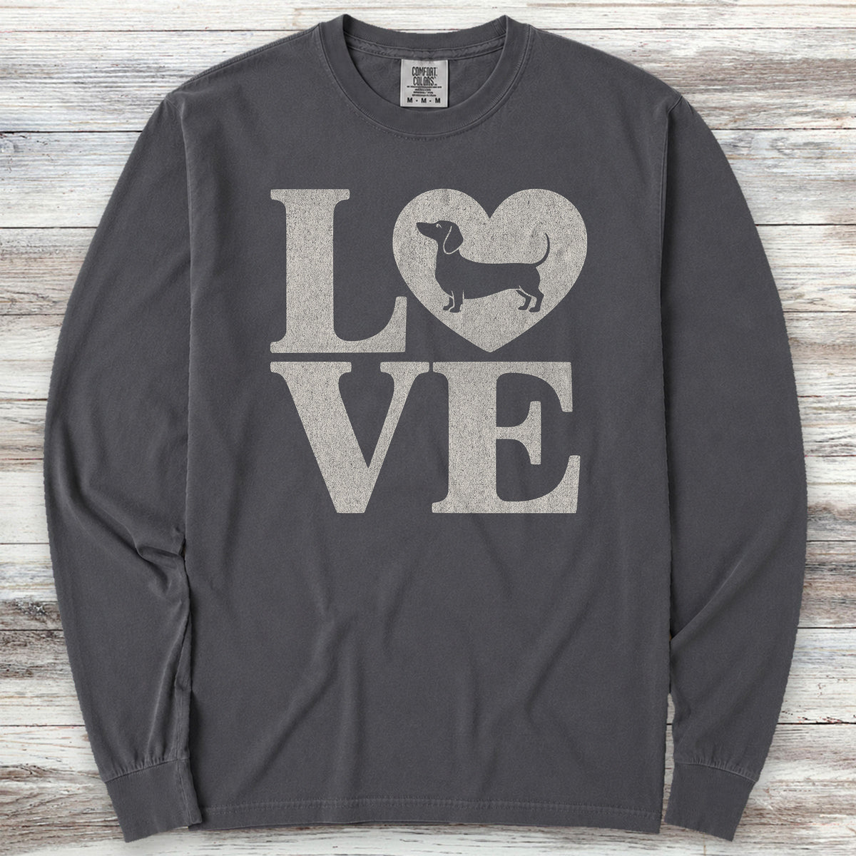Dachshund Heart Long Sleeve Tee - Graphite