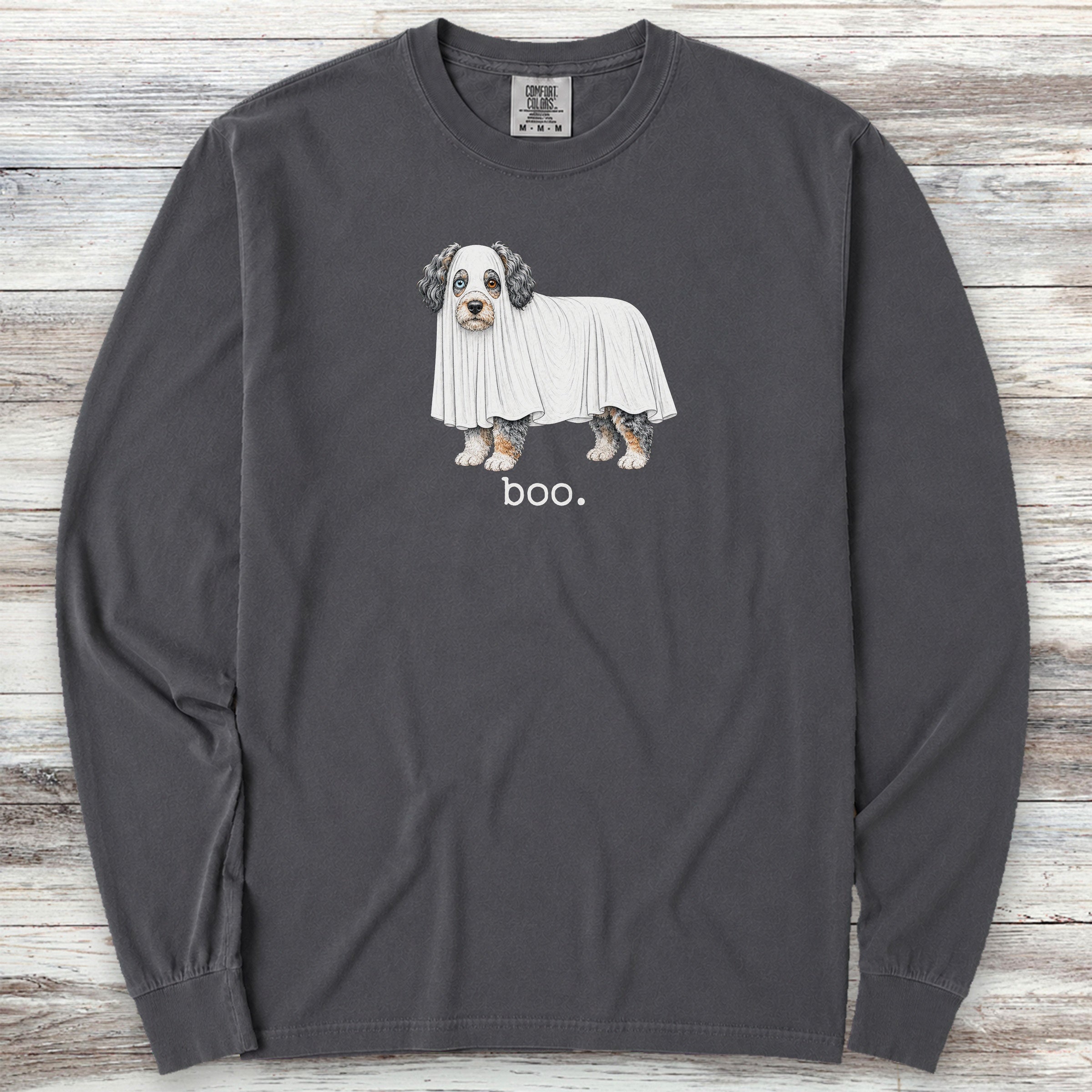 Aussiedoodle Boo Long Sleeve Tee - Graphite