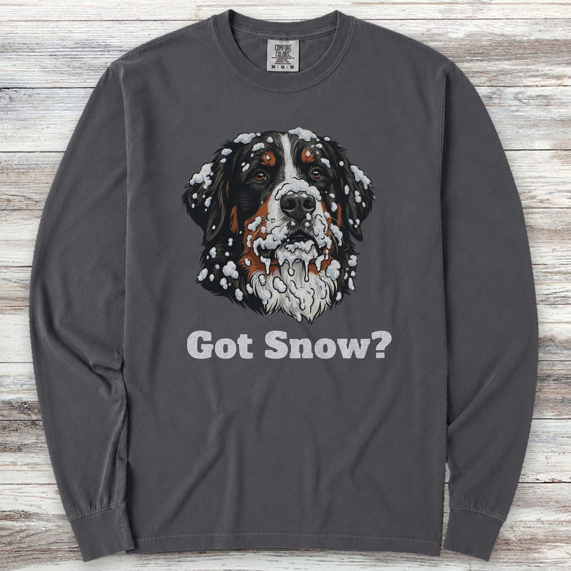 Bernese Mountain Dog Got Snow Long Sleeve Tee - Graphite