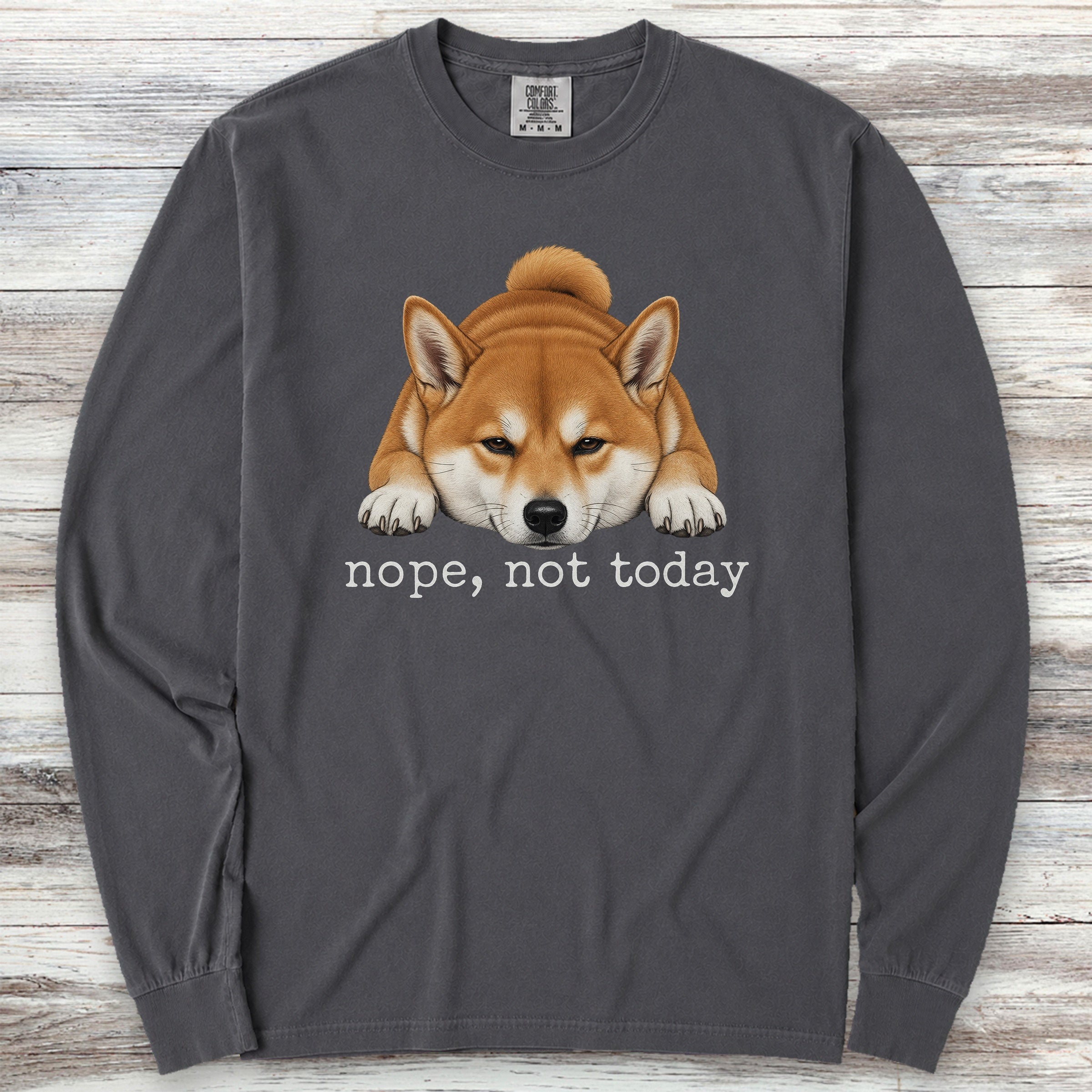 Shiba Inu Nope Long Sleeve Tee - Graphite