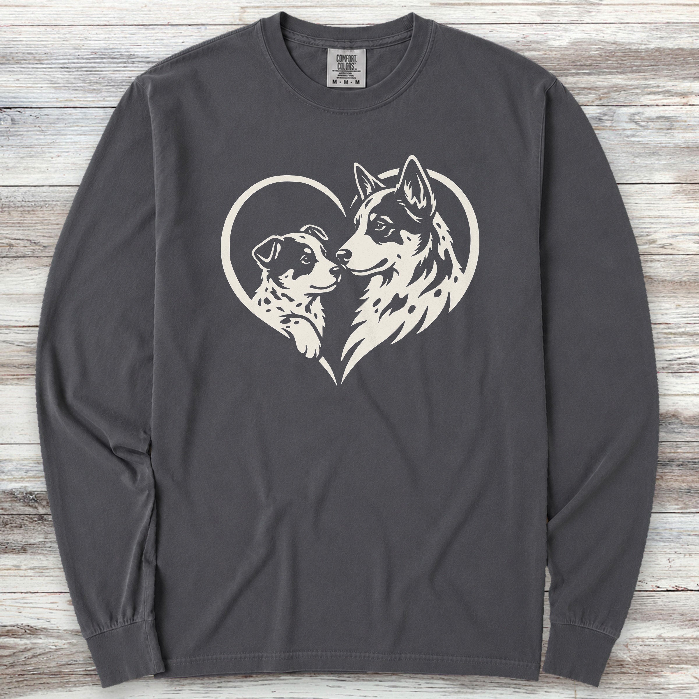Australian Cattle Dog Heart Bond Long Sleeve Tee - Graphite