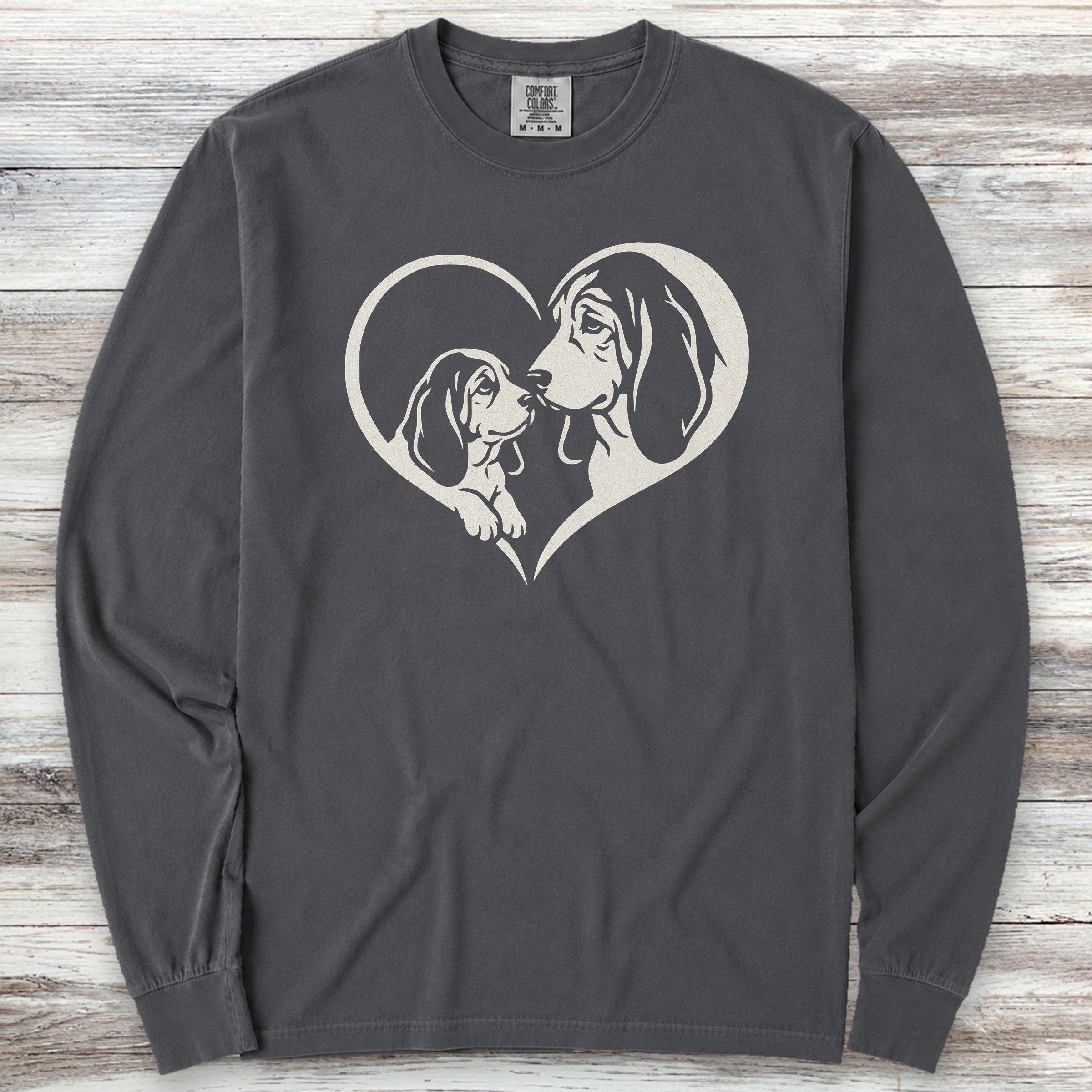 Basset Hound Heart Bond Long Sleeve Tee - Graphite
