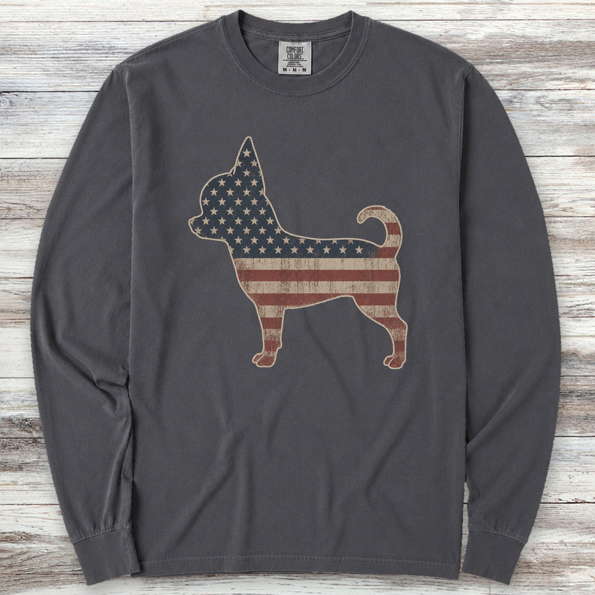 Chihuahua Vintage USA Long Sleeve Tee - Graphite