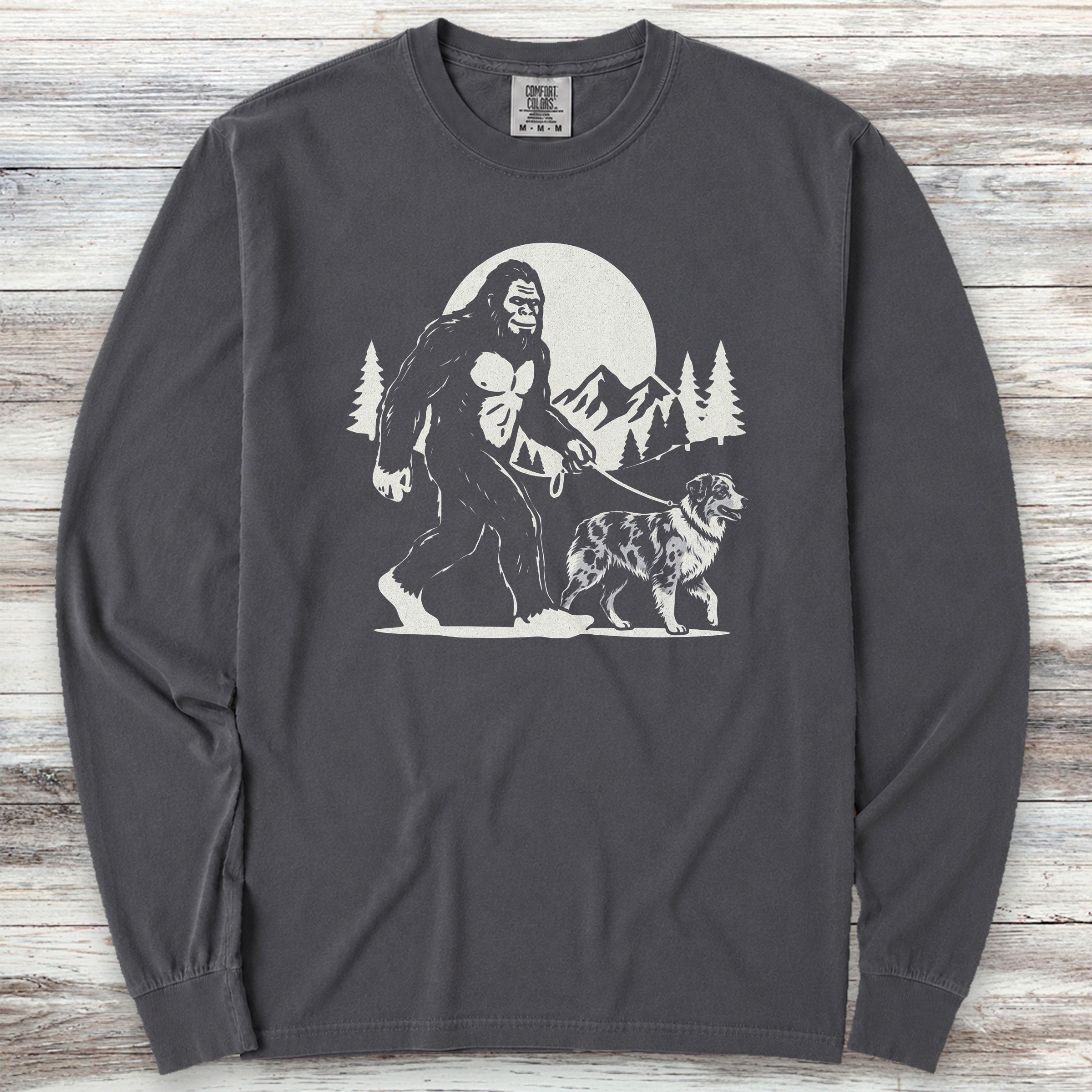 Australian Shepherd Merle Bigfoot Long Sleeve Tee - Graphite