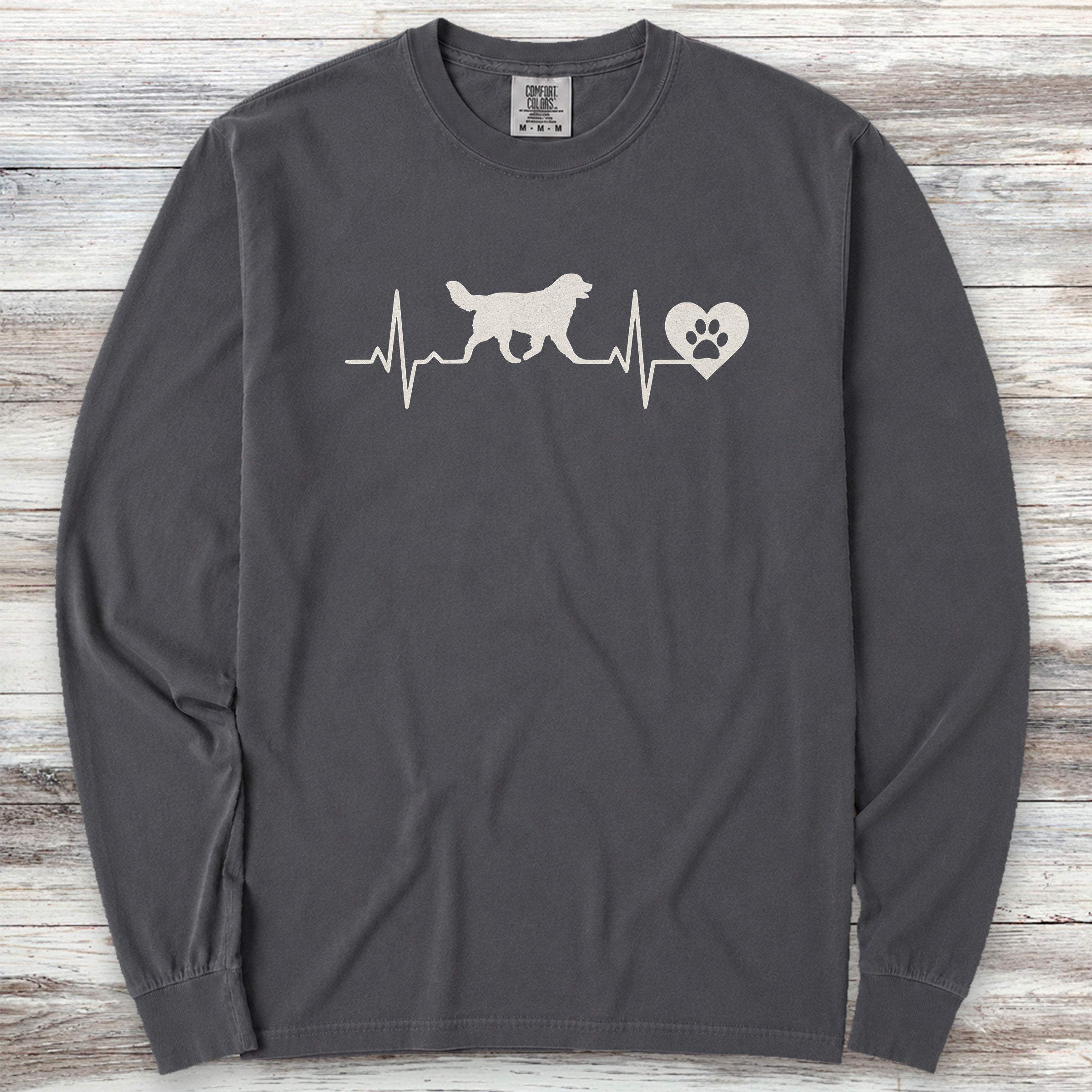 Bernese Mountain Dog Heartbeat Long Sleeve Tee - Graphite