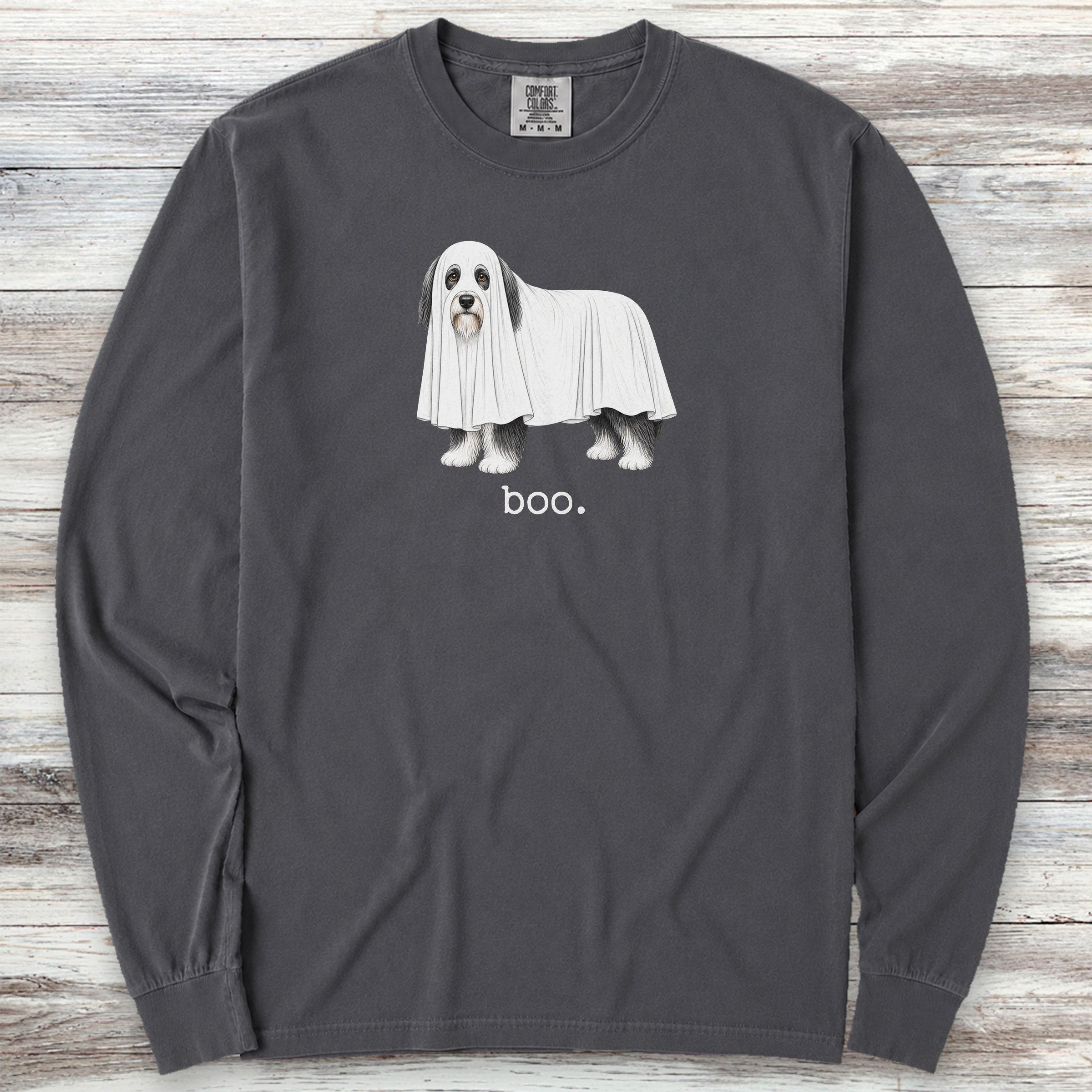 Bearded Collie Boo Long Sleeve Tee - Graphite