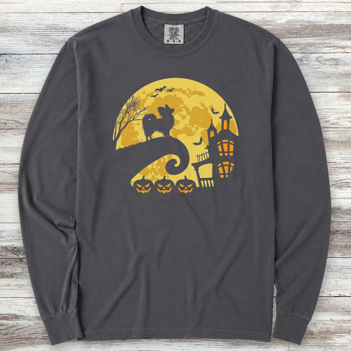 Papillon Halloween Moon Long Sleeve Tee - Graphite