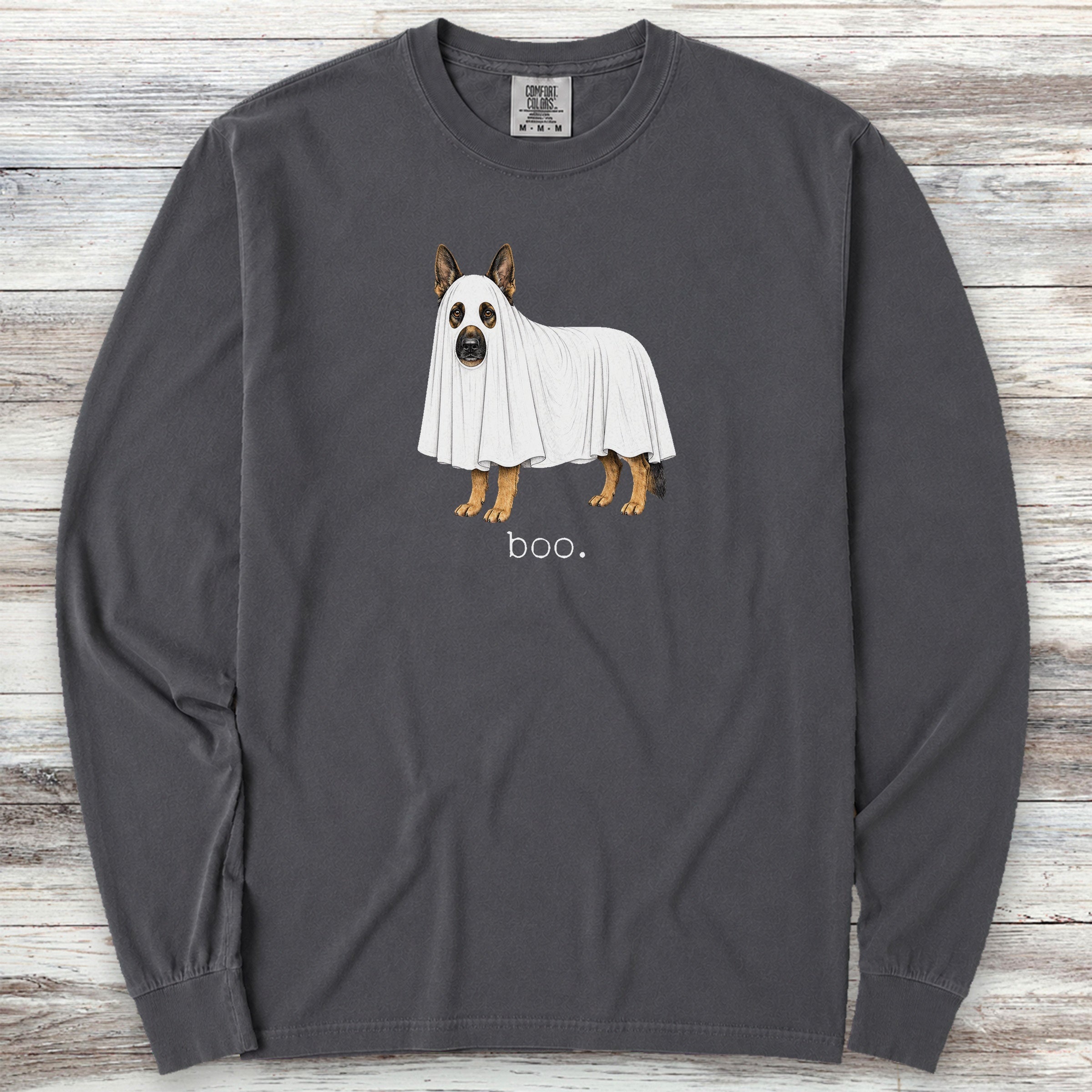 German Shepherd Boo Long Sleeve Tee - Graphite