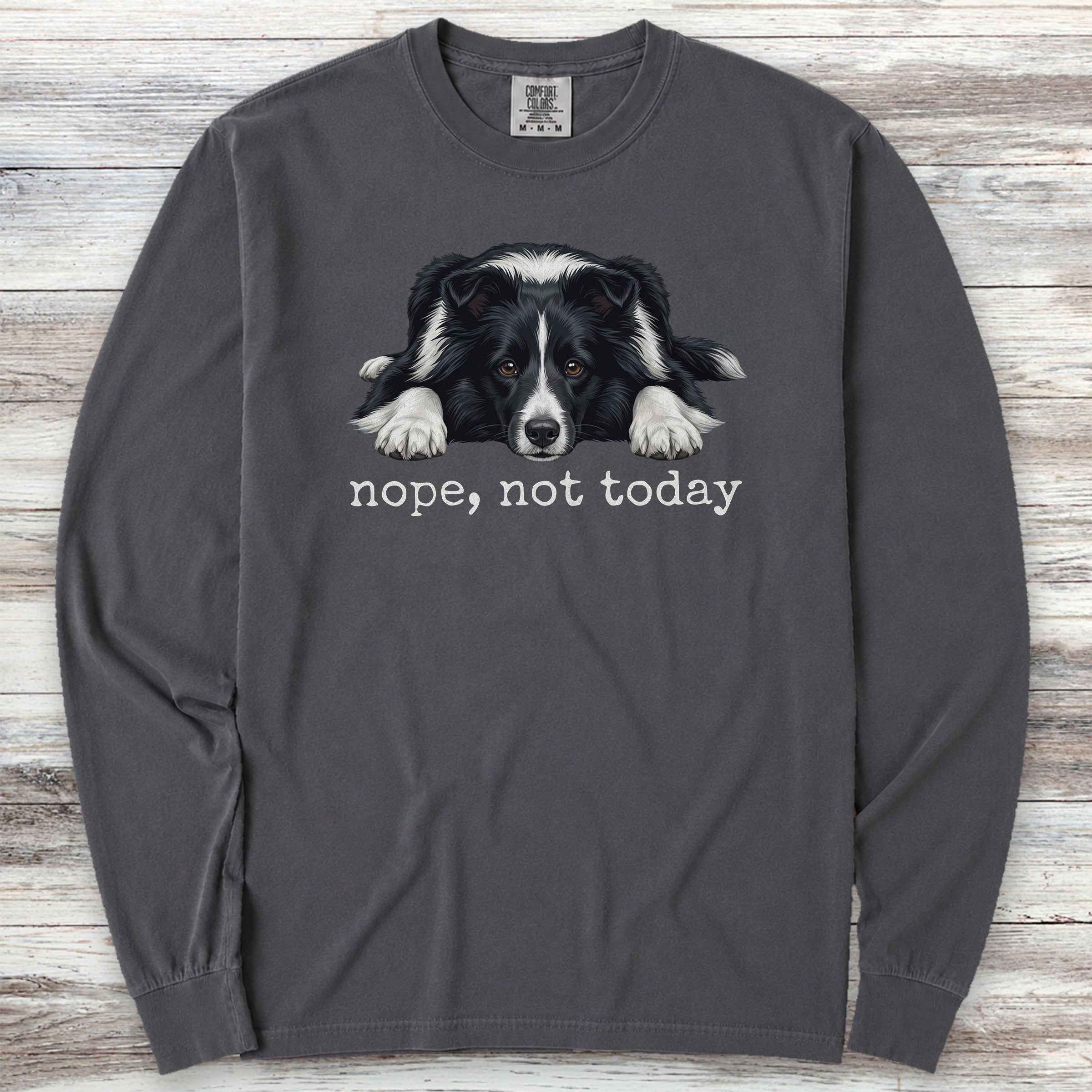 Shetland Sheepdog Bi-Black Nope Long Sleeve Tee - Graphite