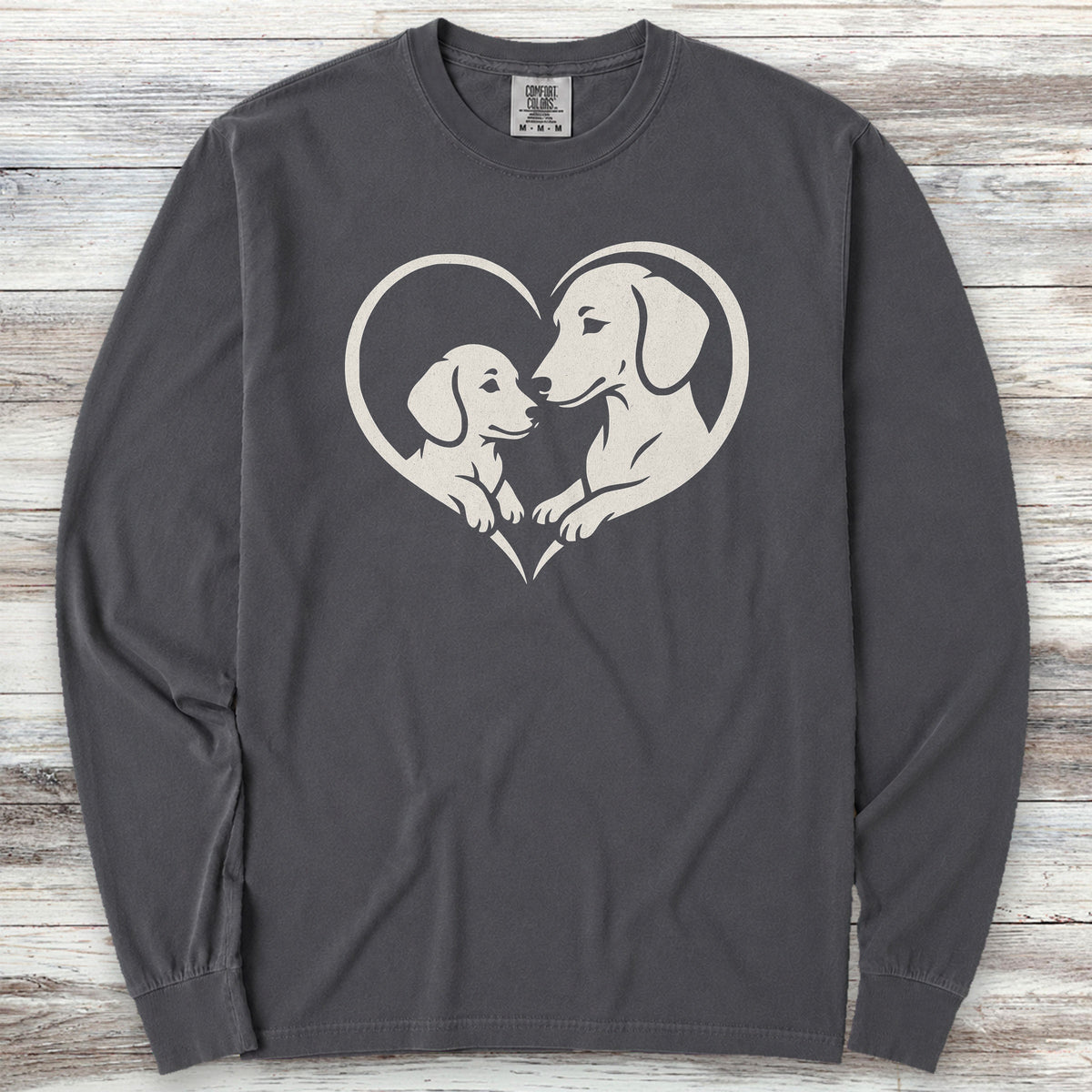 Dachshund Heart Bond Long Sleeve Tee - Graphite