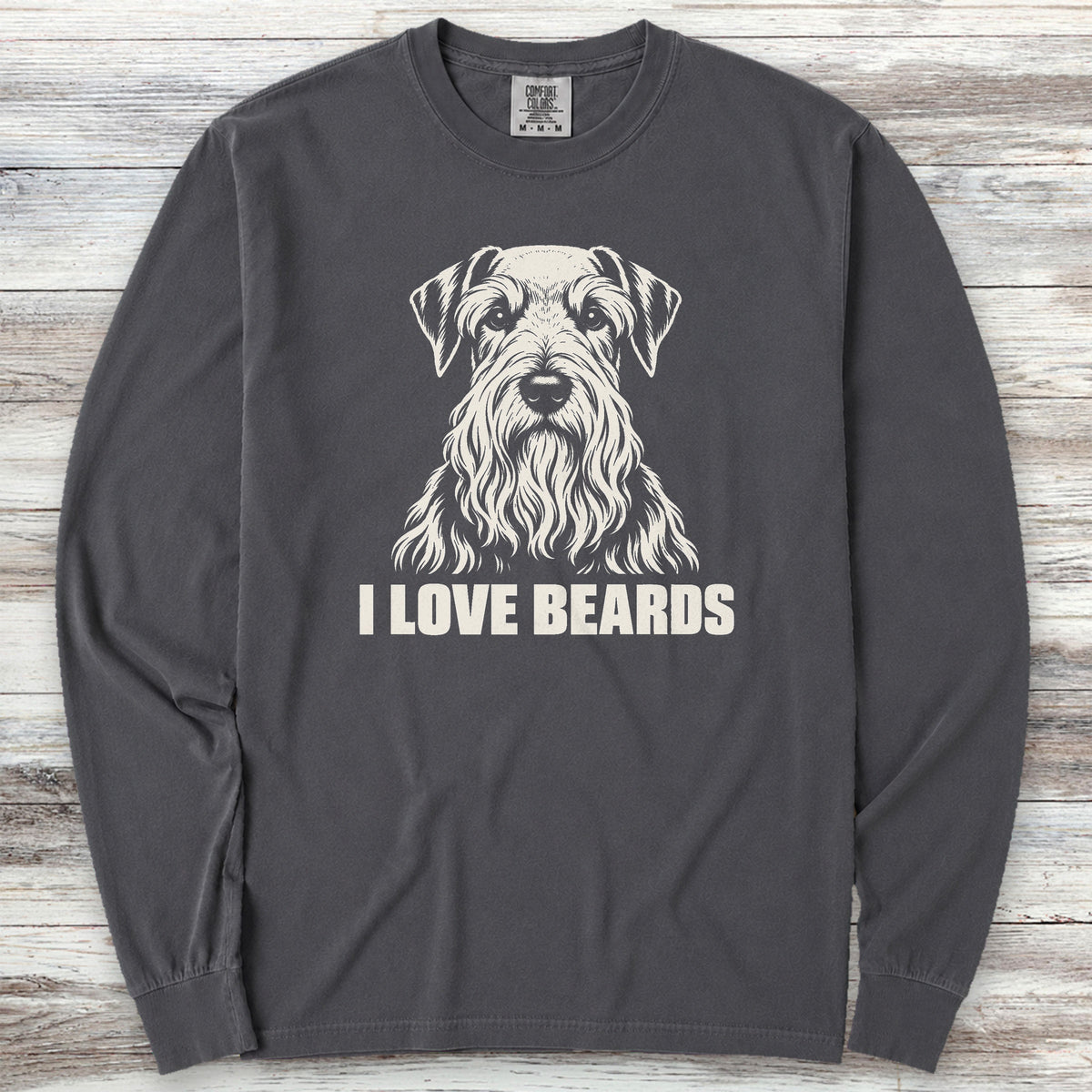 Cesky Terrier I Love Beards Long Sleeve Tee - Graphite