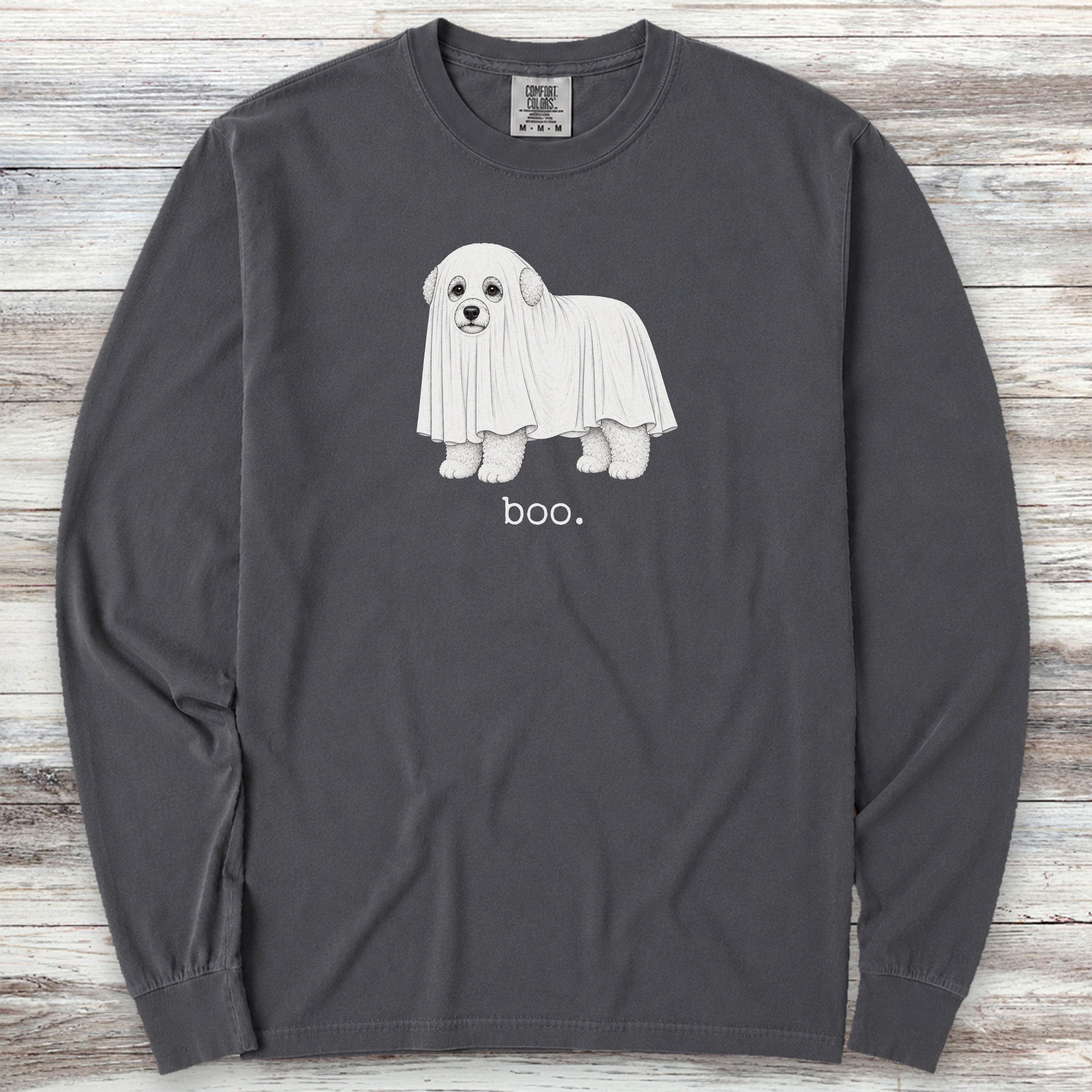 Bichon Frise Boo Long Sleeve Tee - Graphite