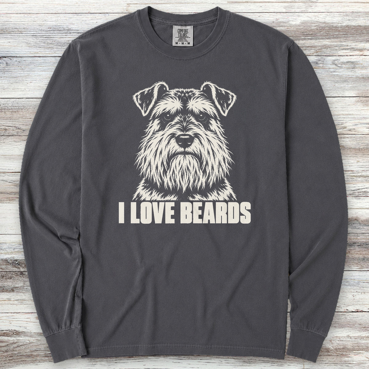 Schnauzer I Love Beards Long Sleeve Tee - Graphite