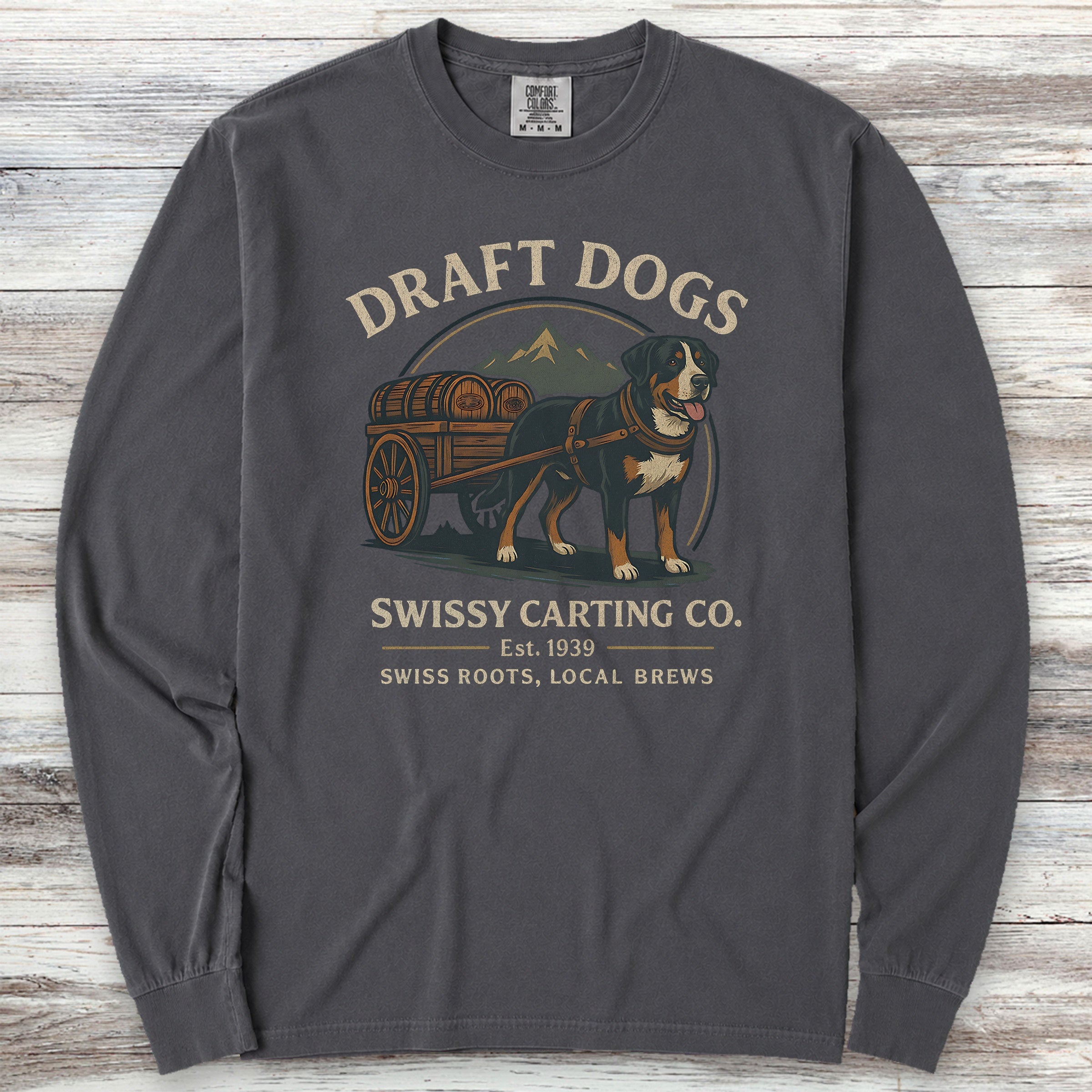 Swiss Mountain Dog Draft Dogs Long Sleeve Tee - Graphite