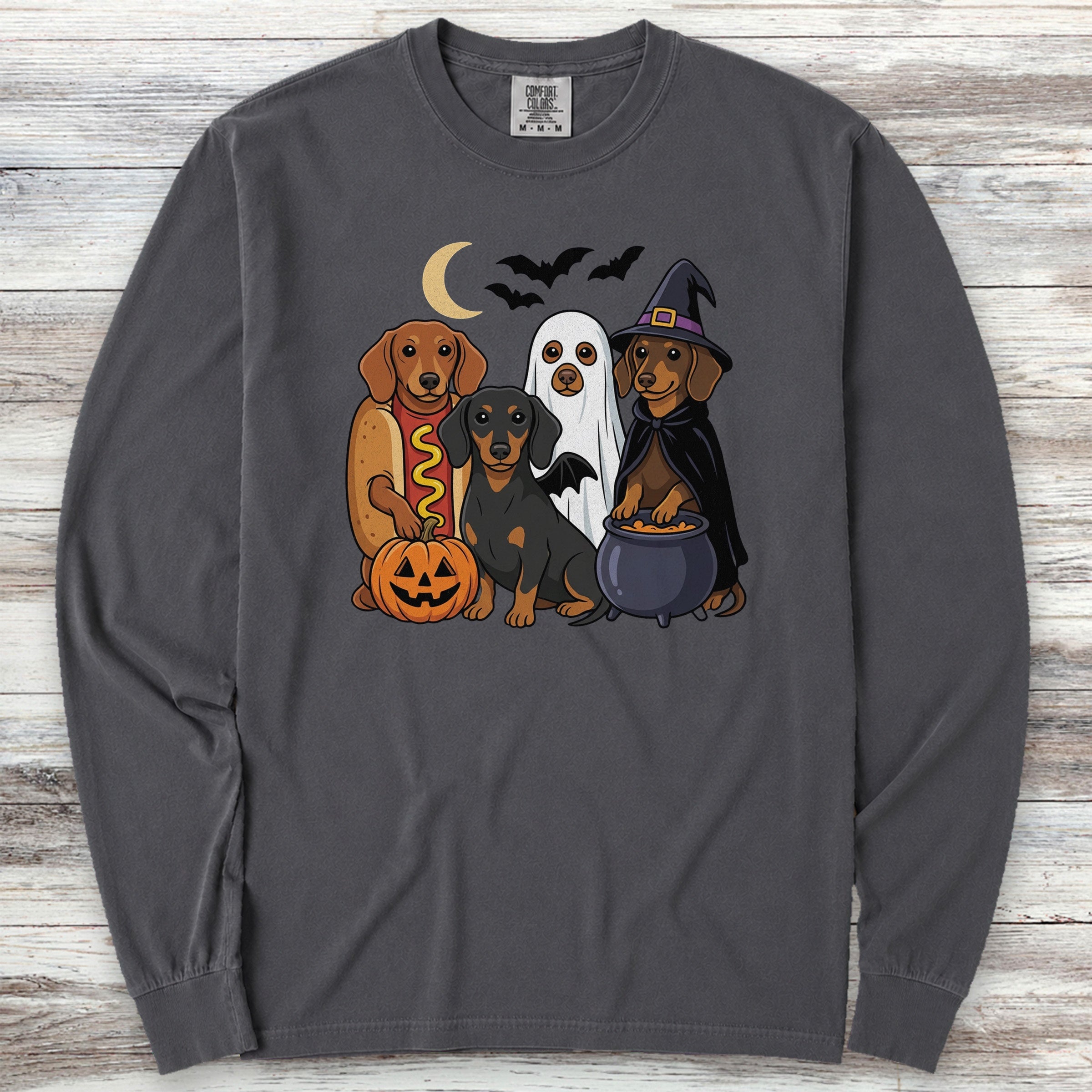 Dachshund Halloween Long Sleeve Tee - Graphite