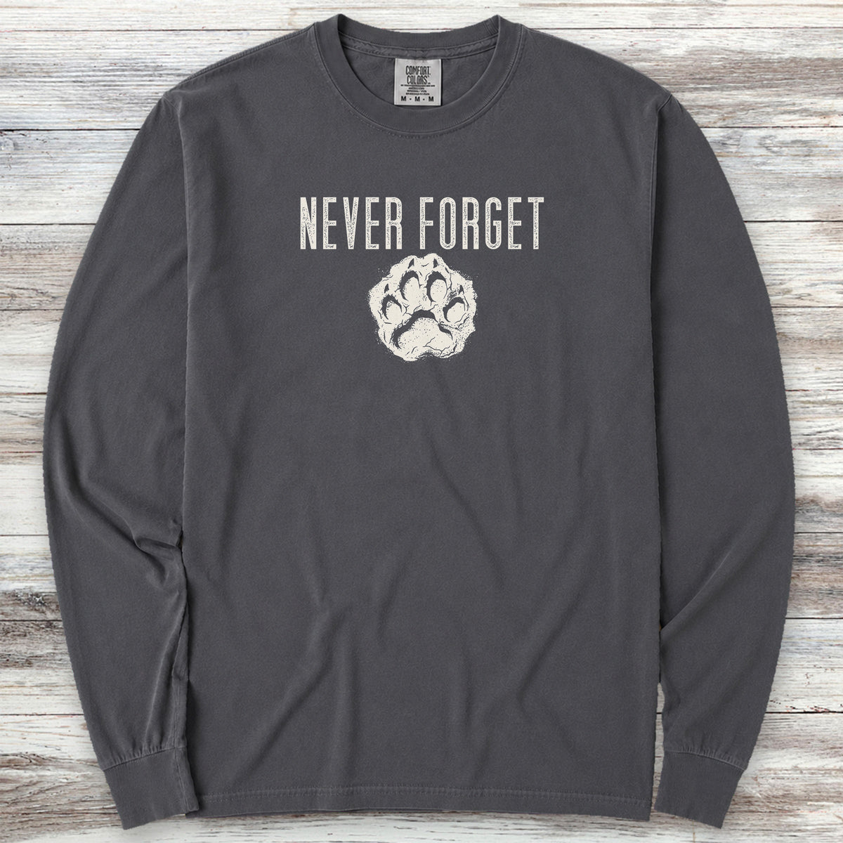 Never Forget Pawprint Long Sleeve Tee - Graphite