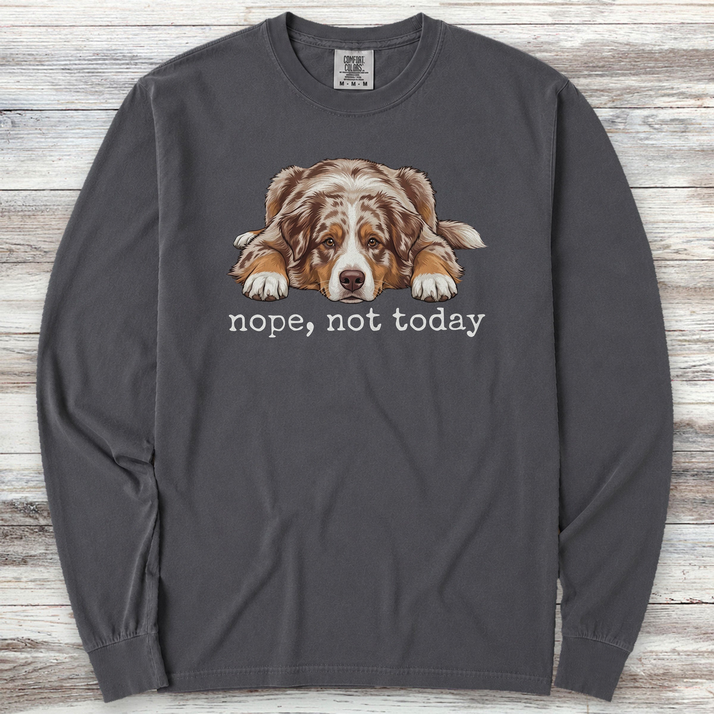 Australian Shepherd Red Nope Long Sleeve Tee - Graphite