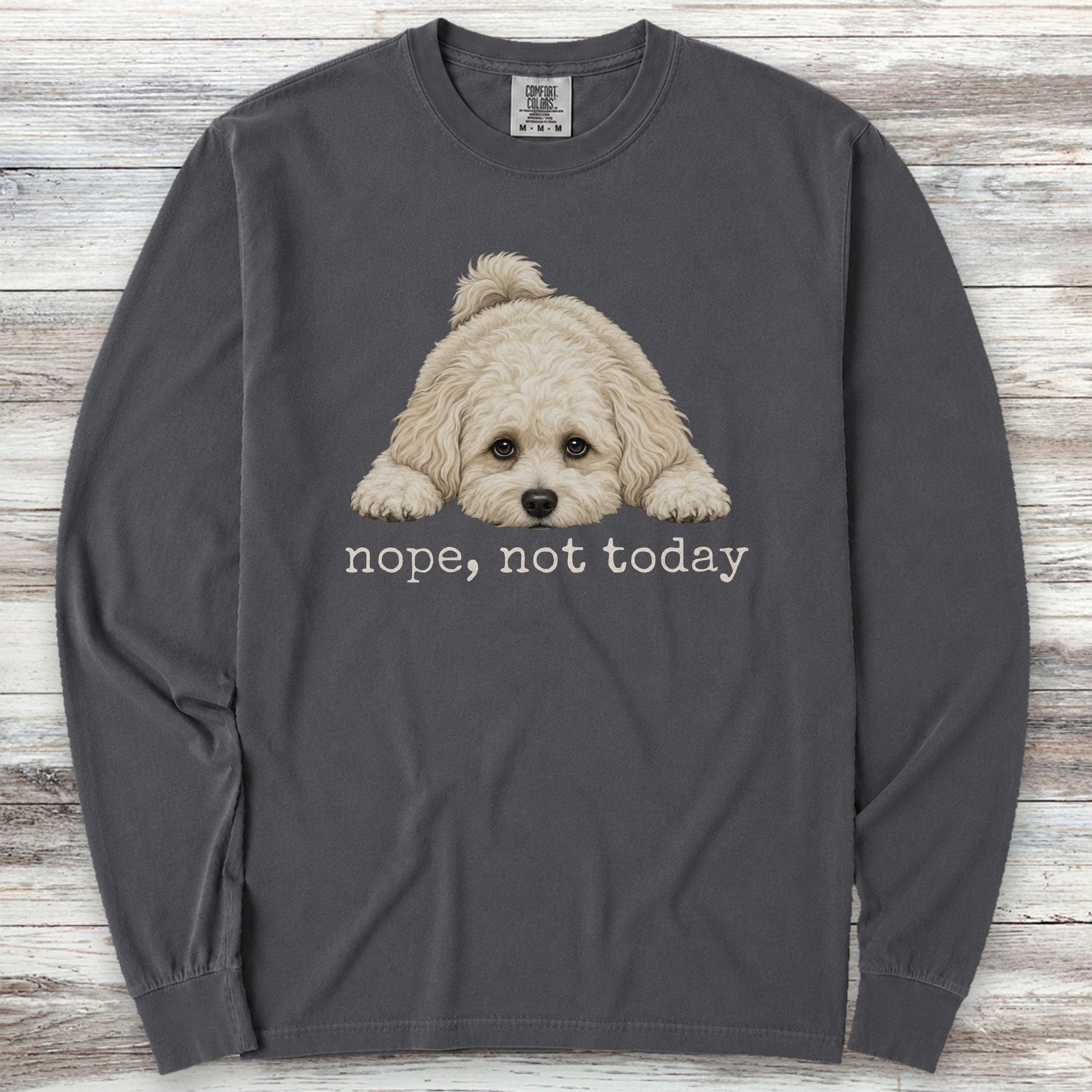 Maltipoo Nope Long Sleeve Tee - Graphite