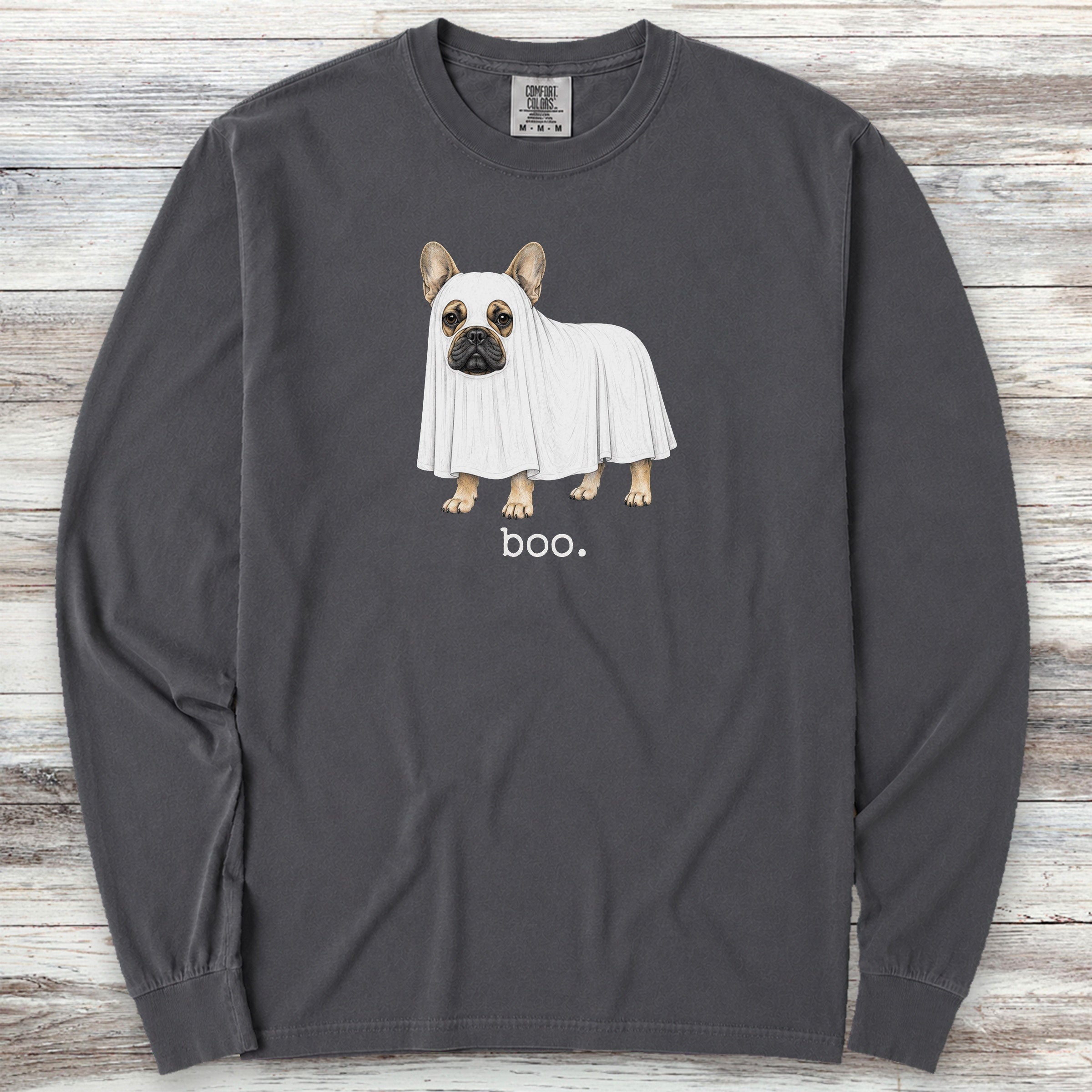 French Bulldog Boo Long Sleeve Tee - Graphite