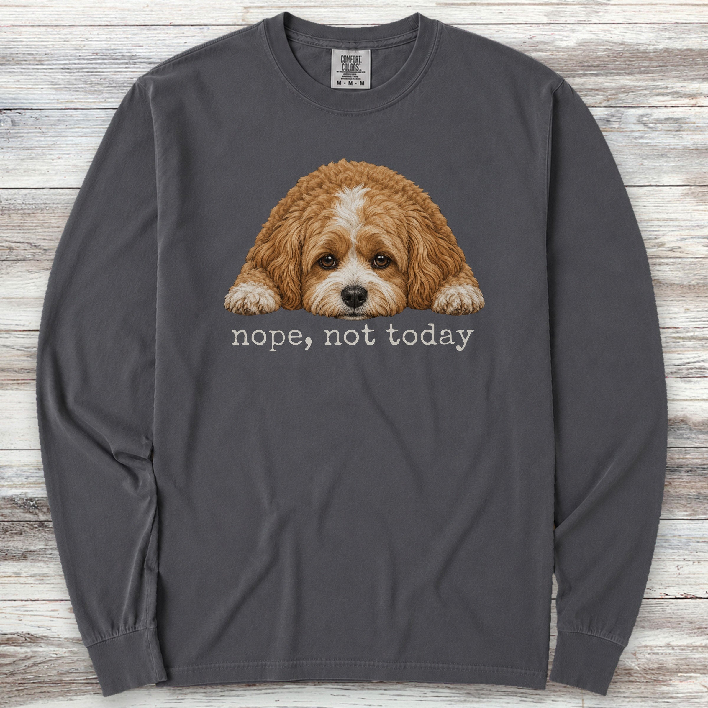 Cavapoo Nope Long Sleeve Tee - Graphite
