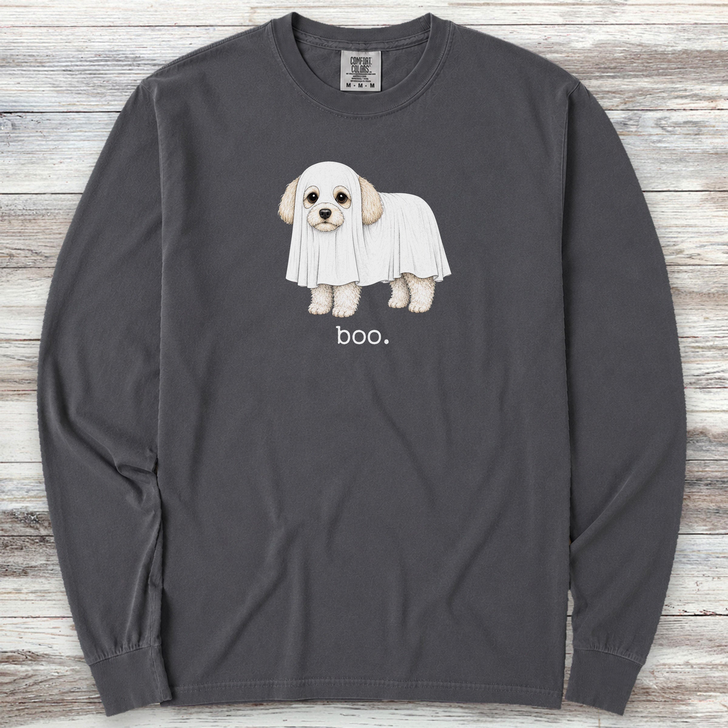 Maltipoo Boo Long Sleeve Tee - Graphite