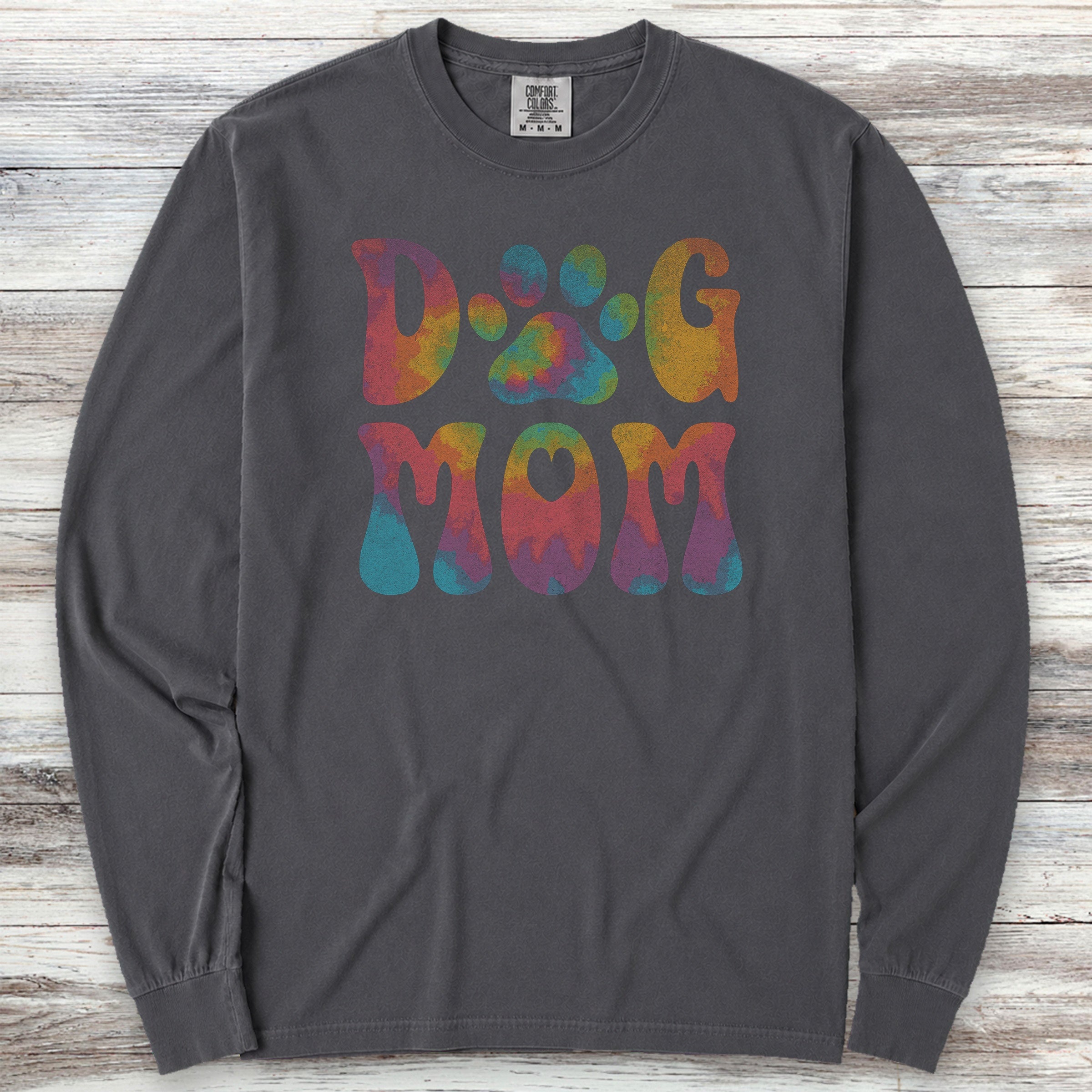 Dog Mom Rainbow Long Sleeve Tee - Graphite