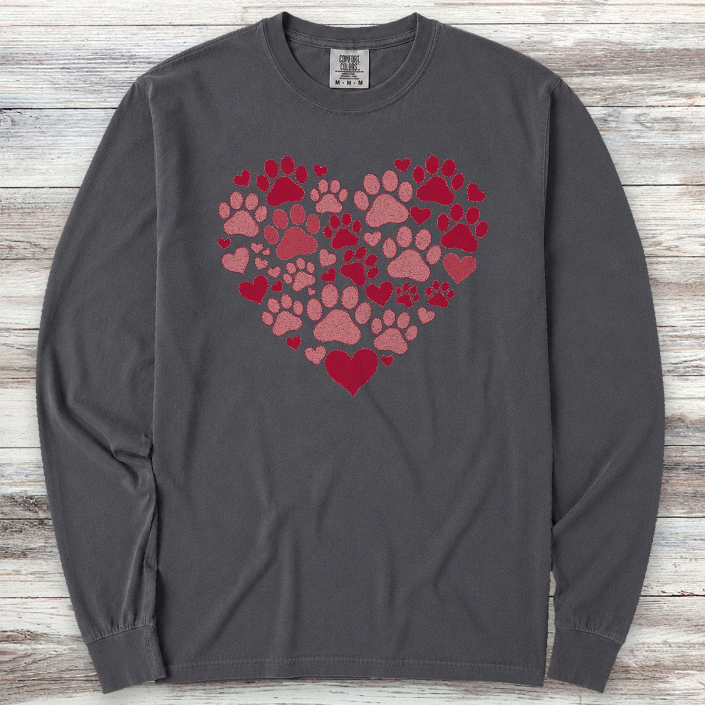 Heart & Paw Long Sleeve Tee - Graphite