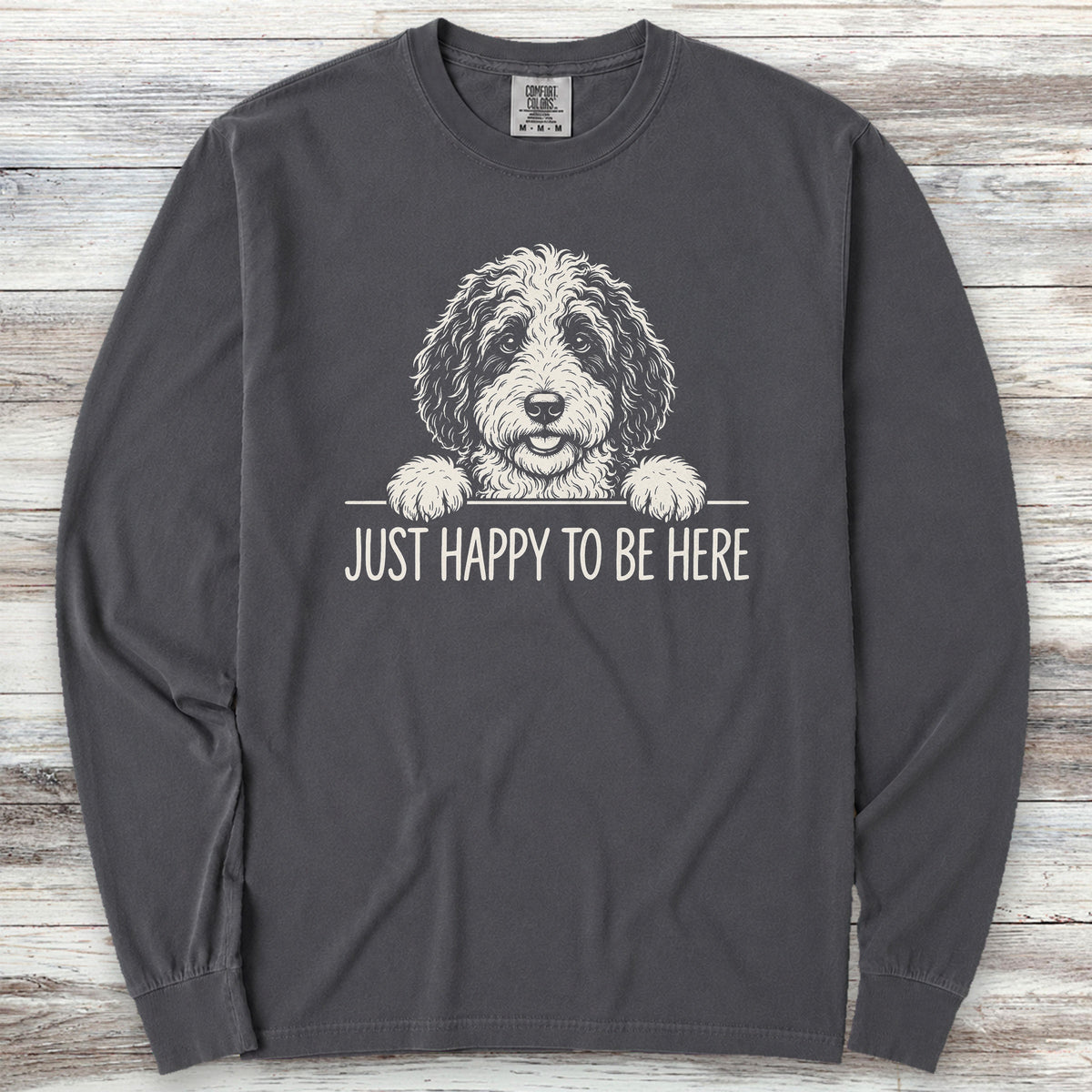 Sheepadoodle Happy Long Sleeve Tee - Graphite