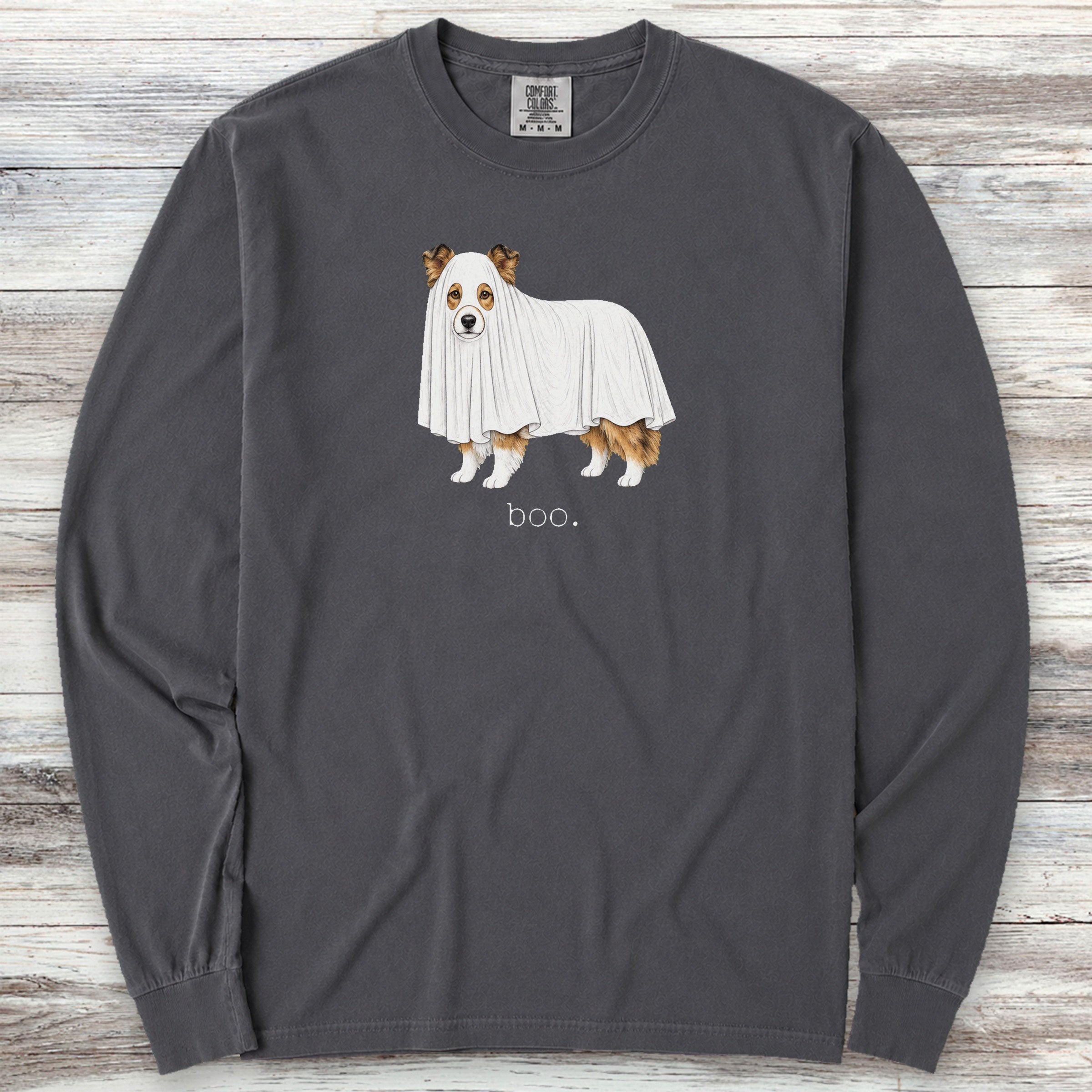 Shetland Sheepdog Boo Long Sleeve Tee - Graphite