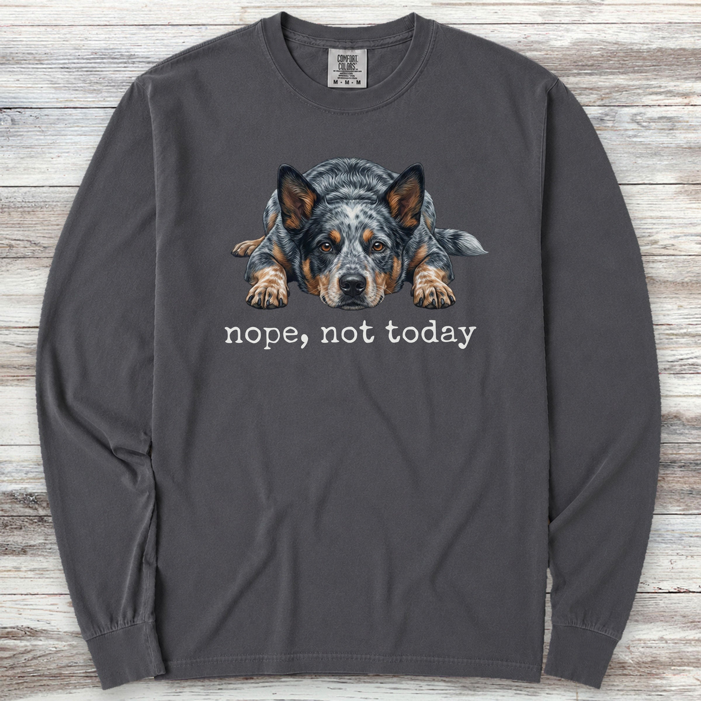 Australian Cattle Dog Blue Heeler Nope Long Sleeve Tee - Graphite