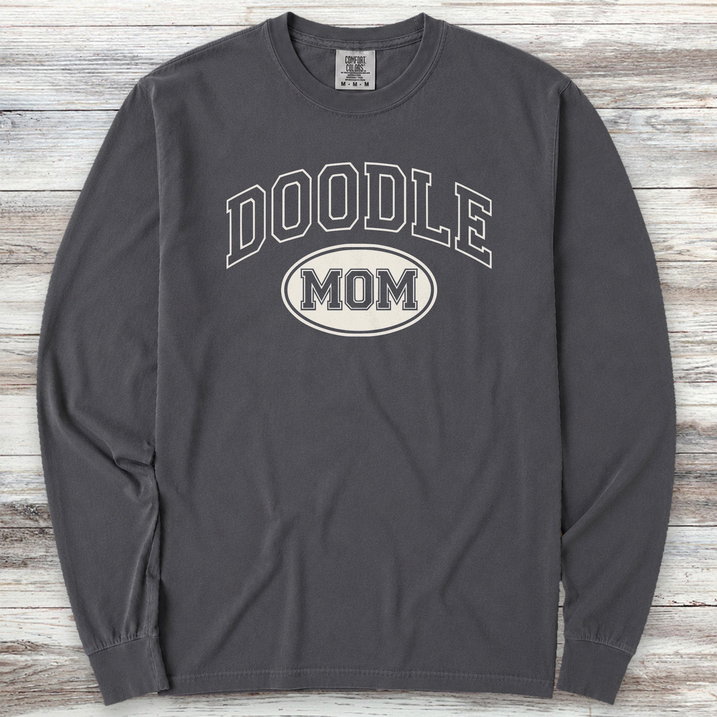 Doodle University Mom Long Sleeve Tee - Graphite