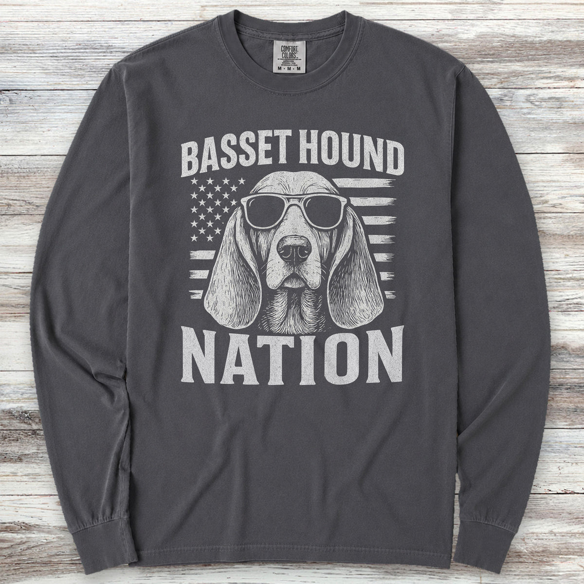 Basset Hound Nation Long Sleeve Tee - Graphite