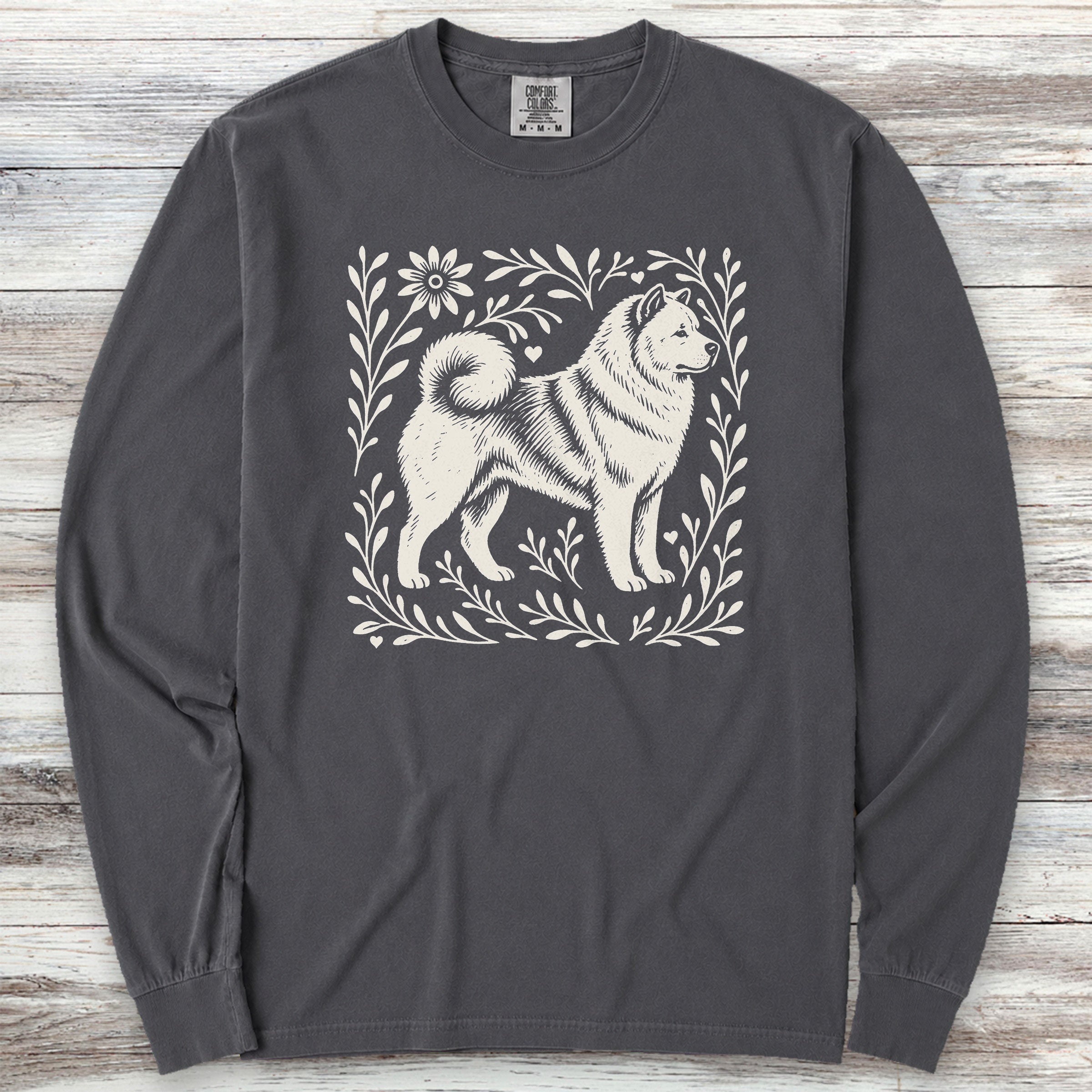Akita Linocut Long Sleeve Tee - Graphite