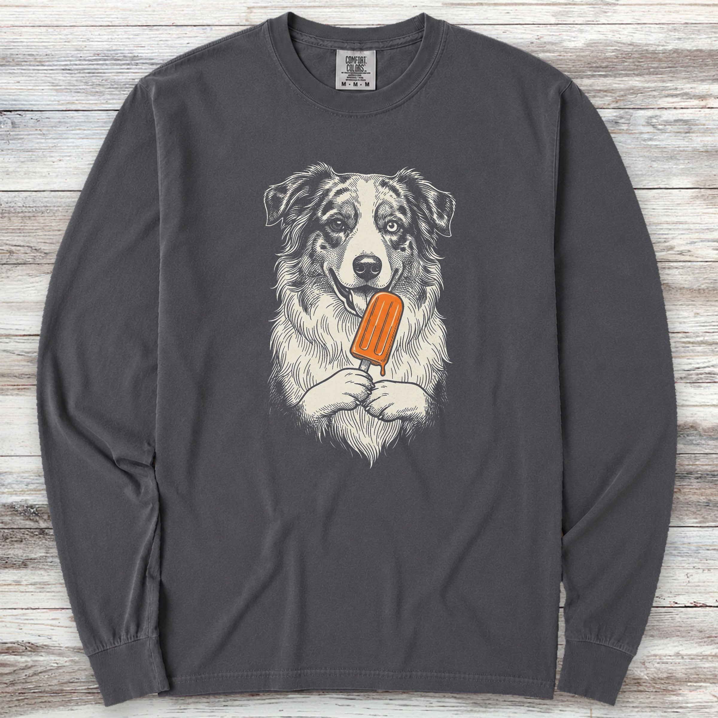 Australian Shepherd Pupsicle Long Sleeve Tee - Graphite