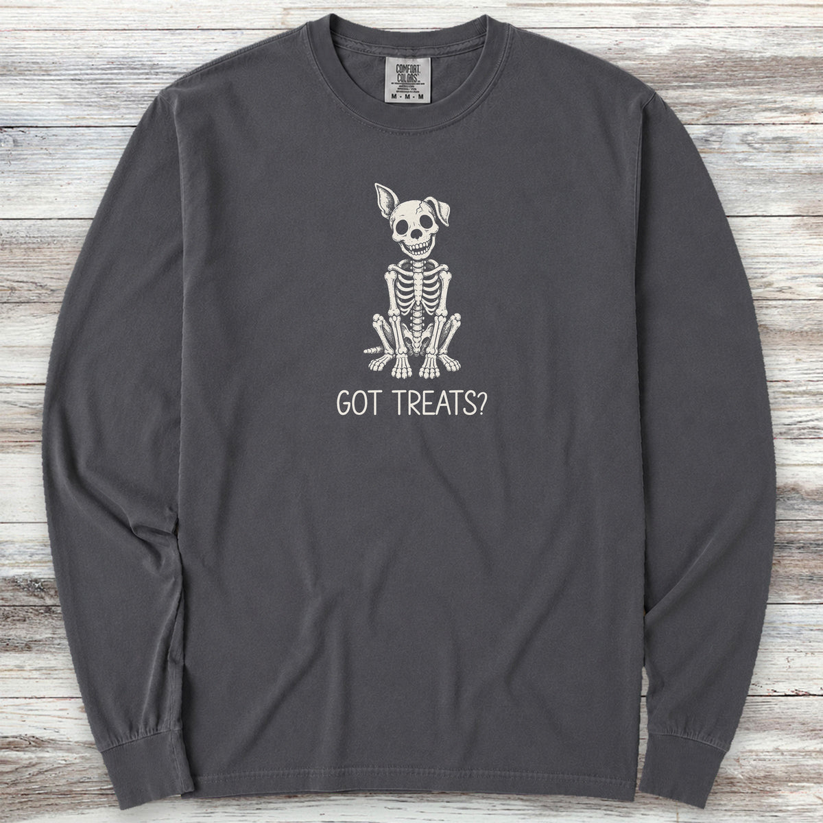 Skelly Dog Got Treats Long Sleeve Tee - Graphite
