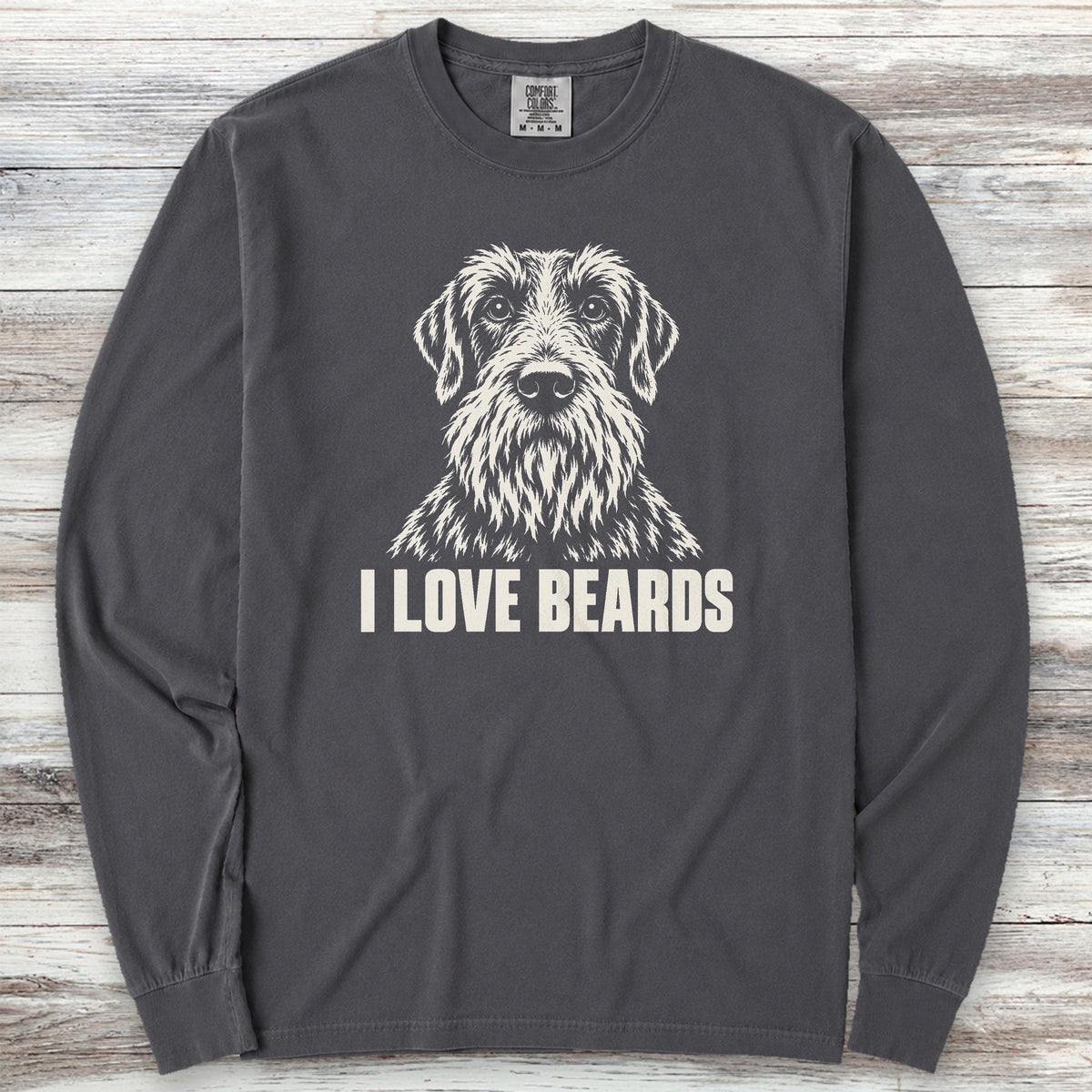 Wirehaired Pointing Griffon I Love Beards Long Sleeve Tee - Graphite