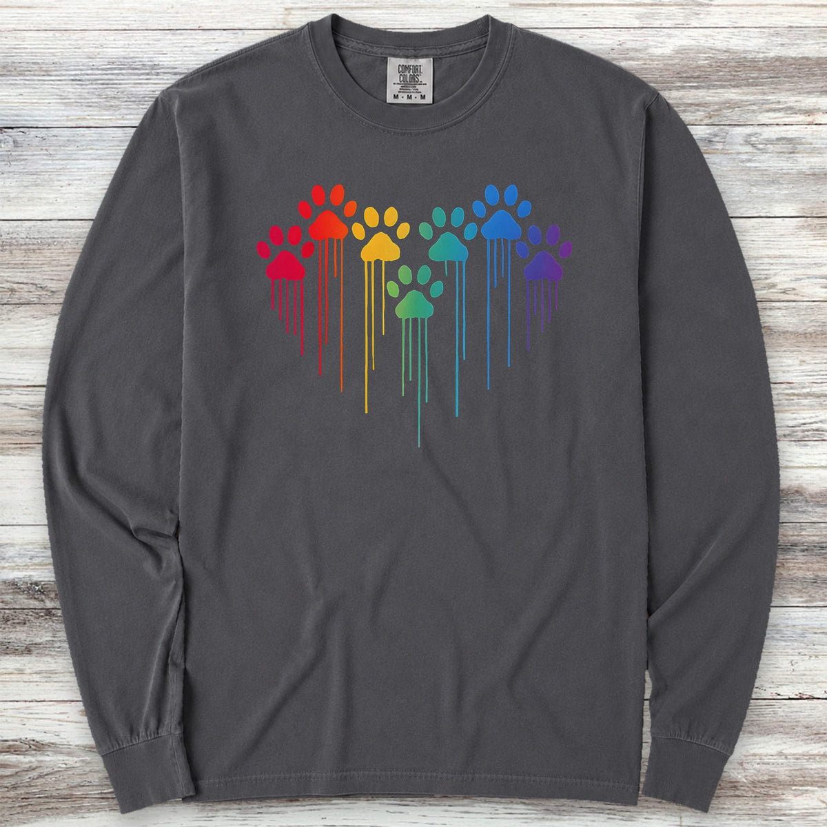 Rainbow Heart Prints Long Sleeve Tee - Graphite