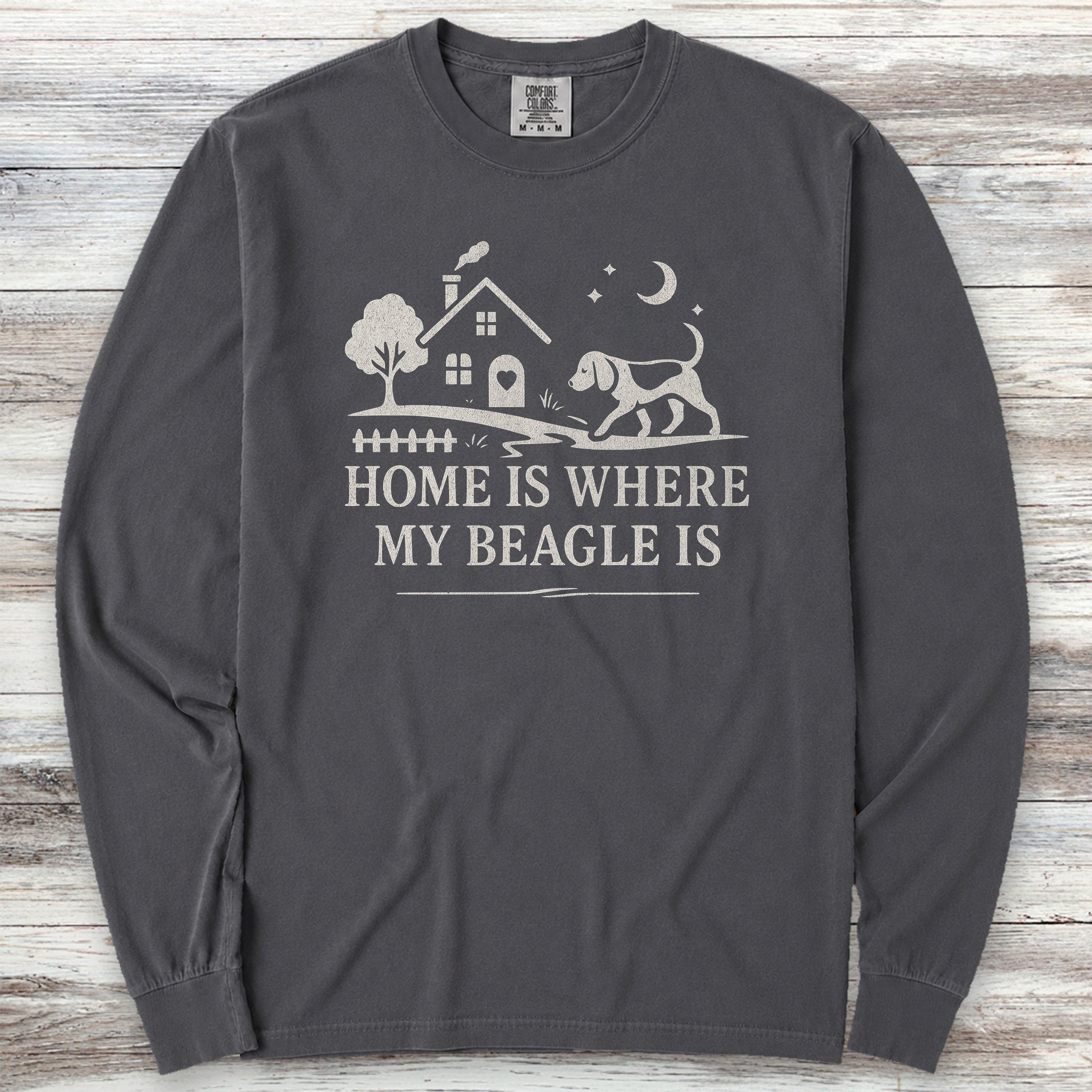 Beagle Home Long Sleeve Tee - Graphite