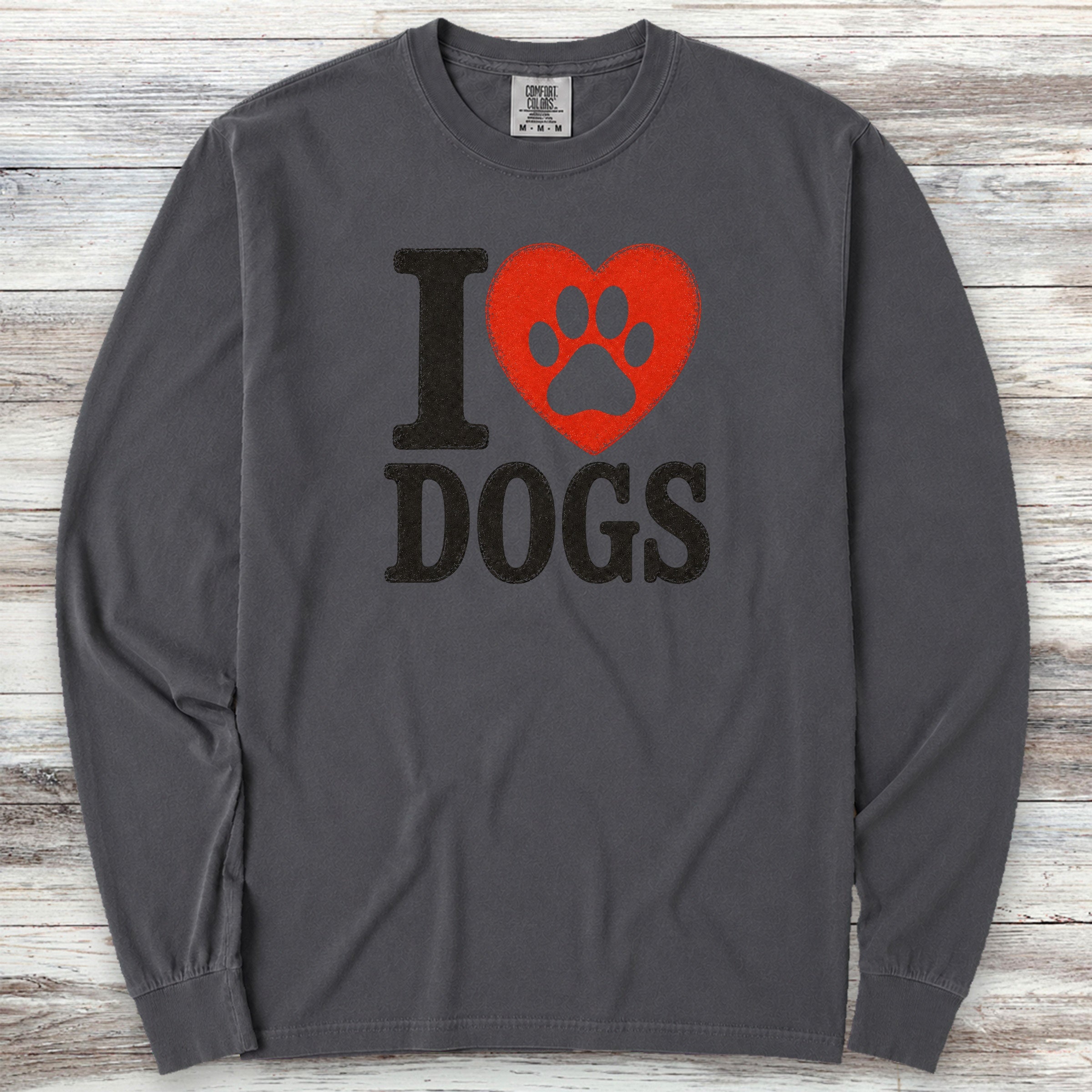 I Heart Dogs Long Sleeve Tee - Graphite